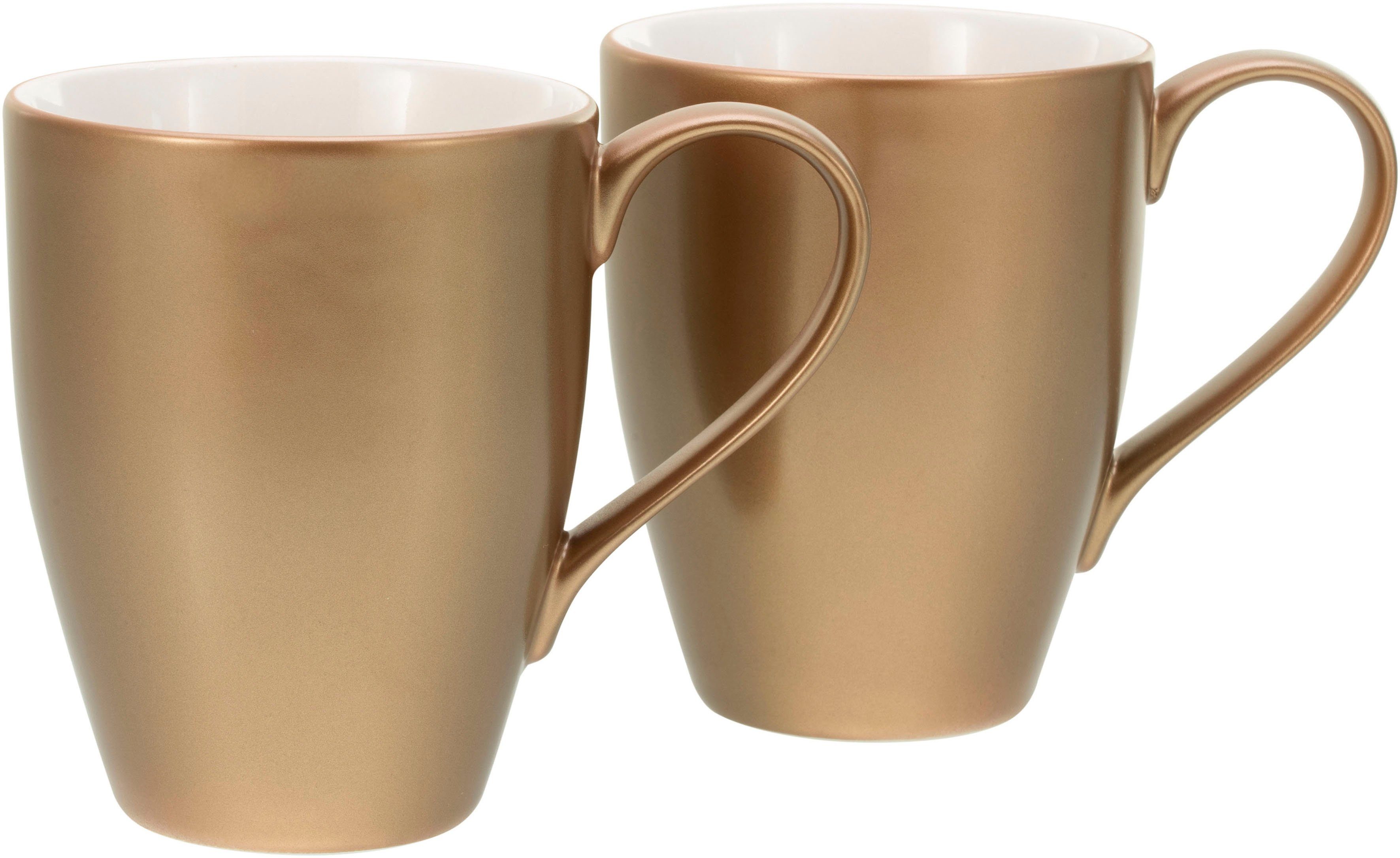 CreaTable Becher Golden Days, 2-tlg., Steinzeug, 2-teilig