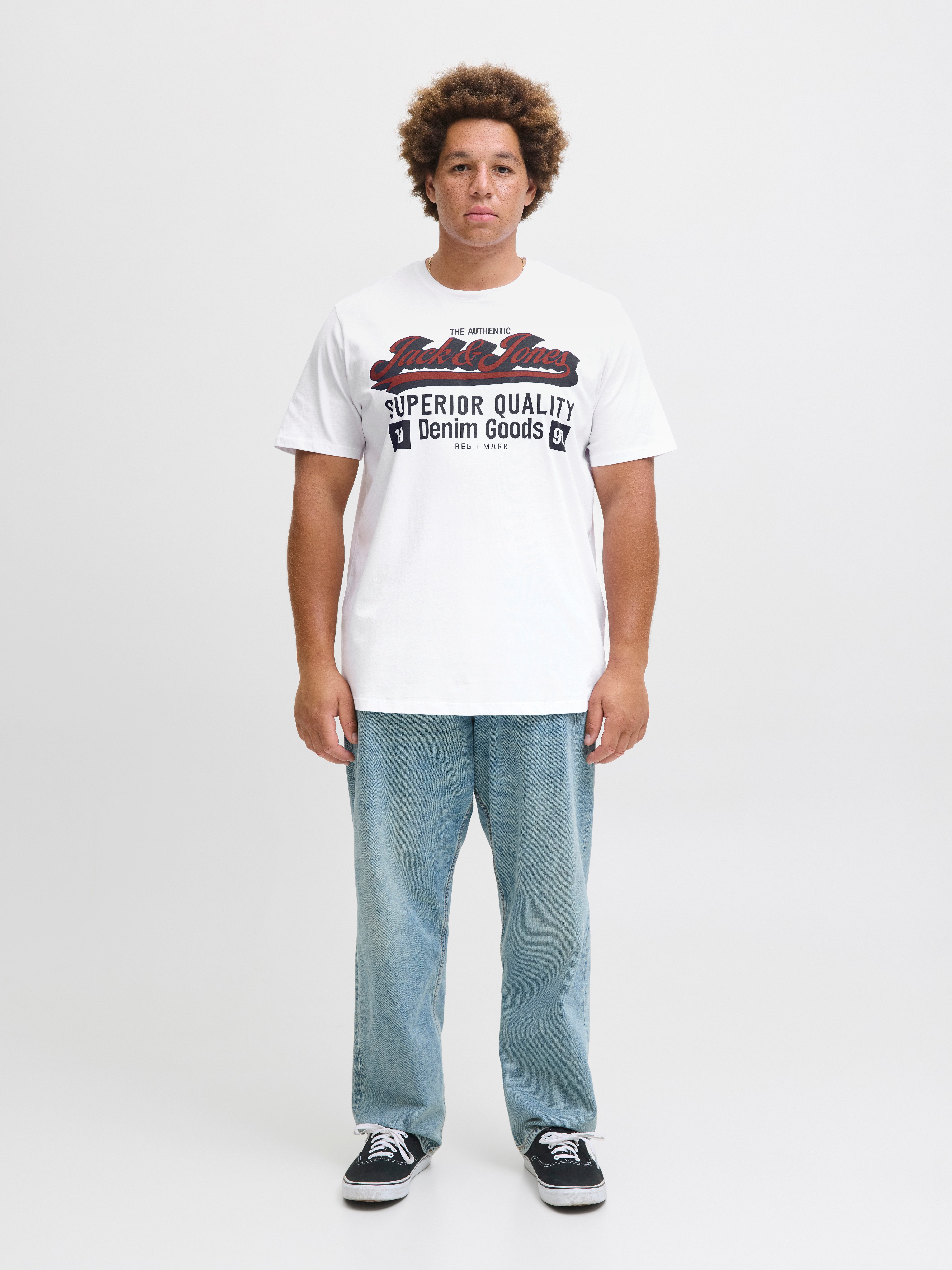 Jack & Jones PlusSize T-Shirt JJELOGO TEE SS 2 COL AW25 3PK MP PLS (Packung, 3-tlg)