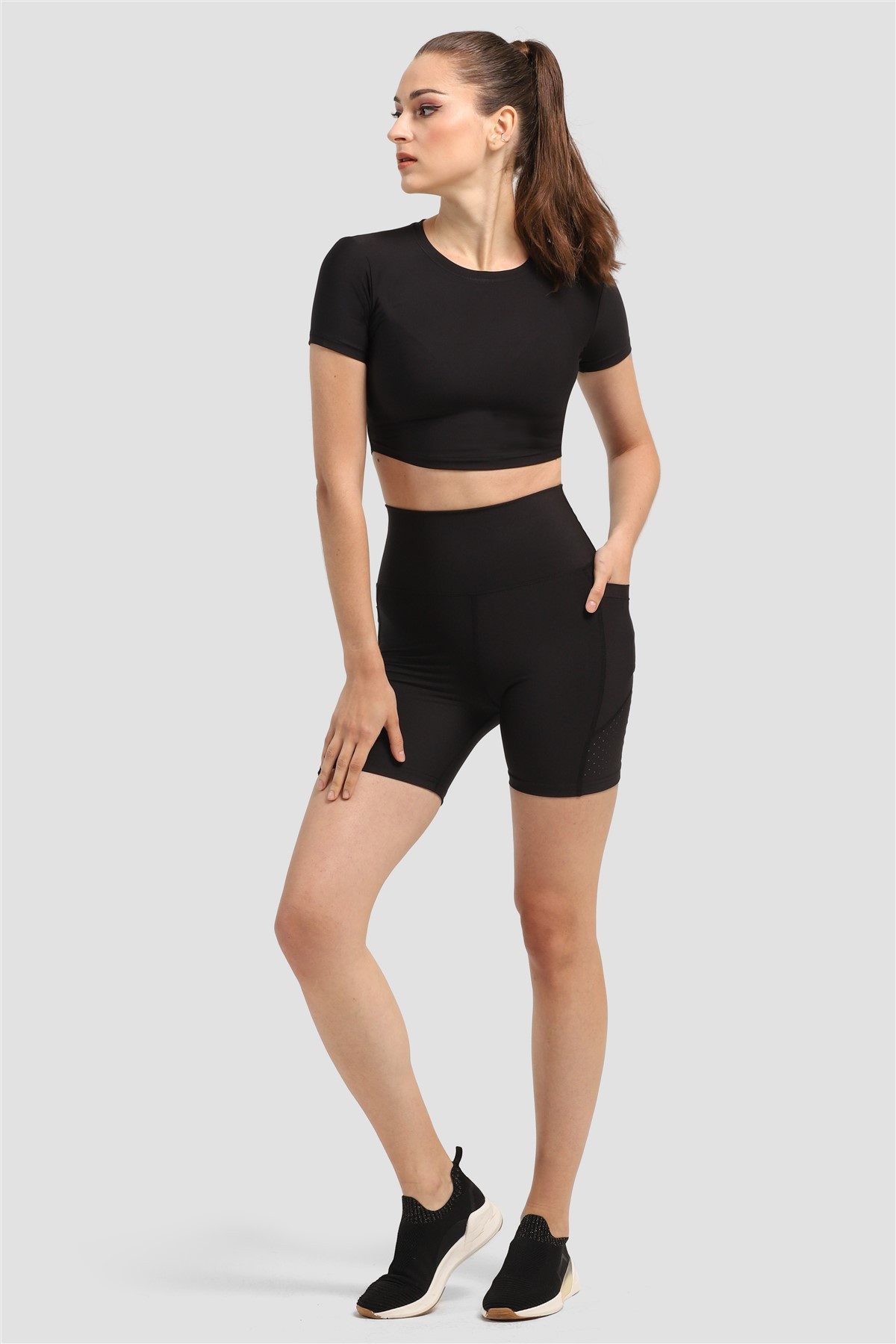 Superstacy Radlerhose Laser-Cut Kurze Leggings mit Tasche