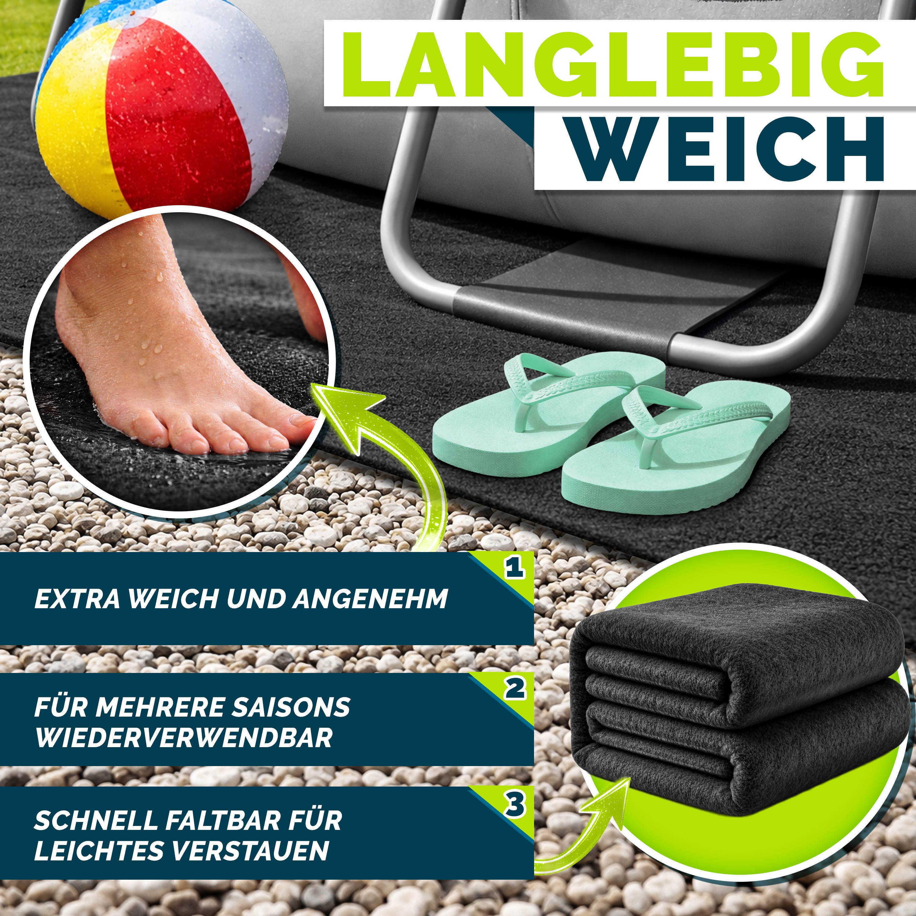 tillvex Bodenschutzplane tillvex® Premium Pool Unterlage Geotextil 400g/m², Bodenplane für (Schwimmbecken Reißfeste Poolunterlage Bodenschutzmatte, Geotextil Bo – Bild 5 von 5