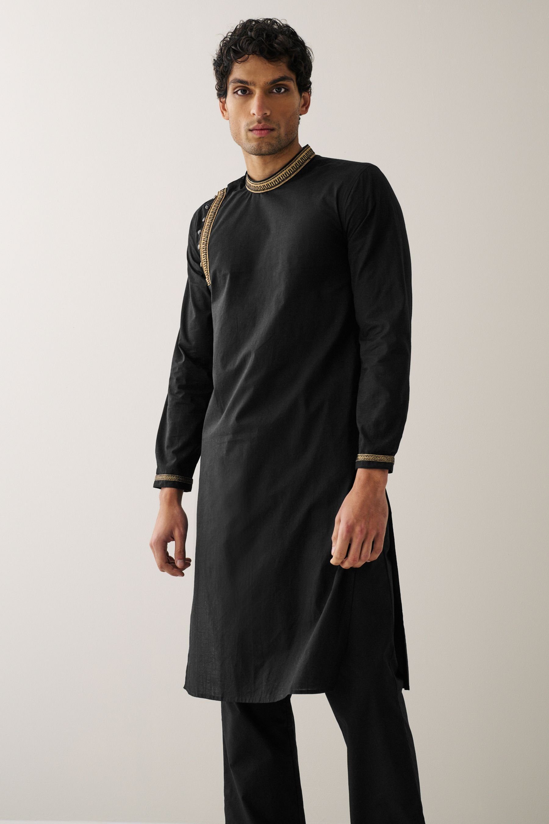 Next Langarmhemd Kurta-Hemd mit Stickereien (1-tlg)