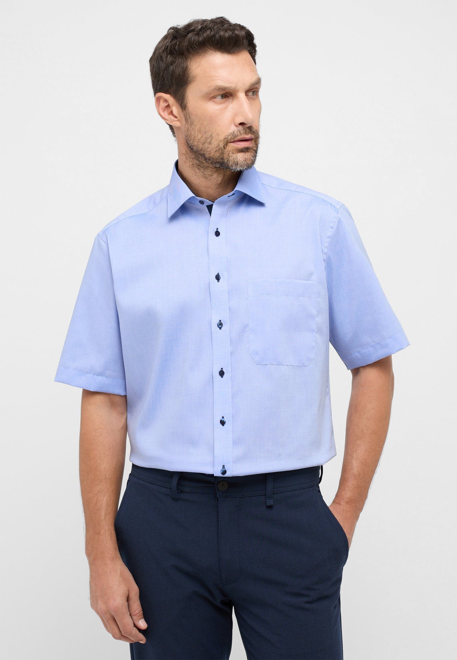 Eterna Kurzarmhemd COMFORT FIT blau | Blusenshirts