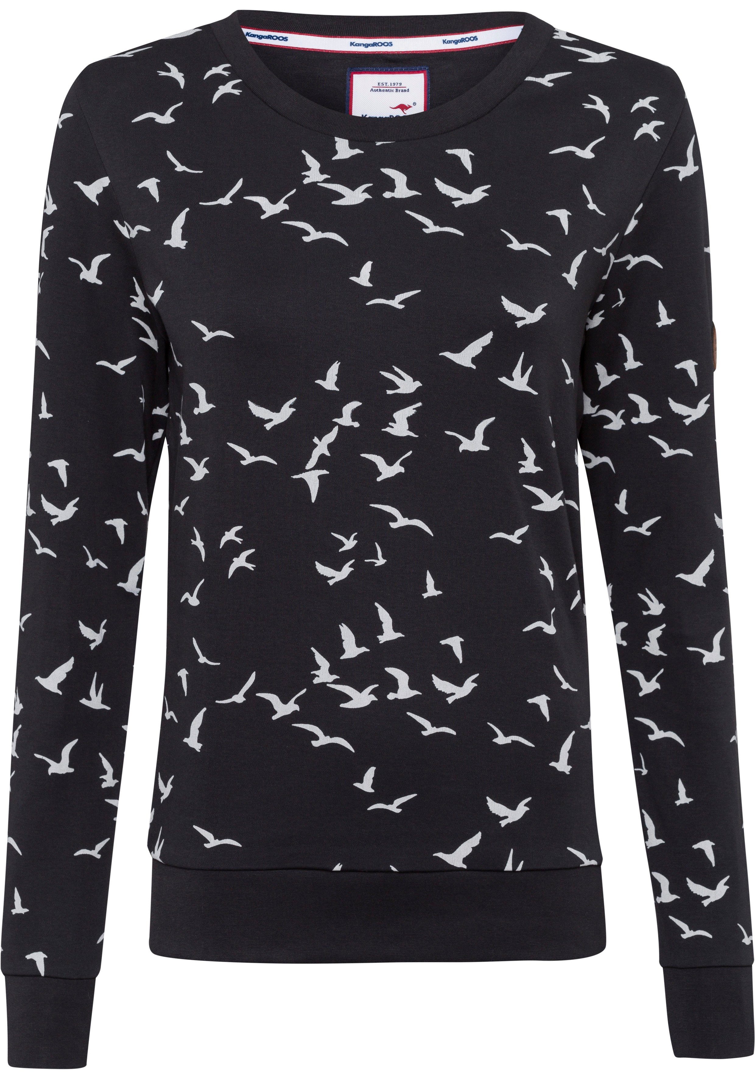 KangaROOS Sweatshirt mit modischem Minimal-Allover-Print schwarz