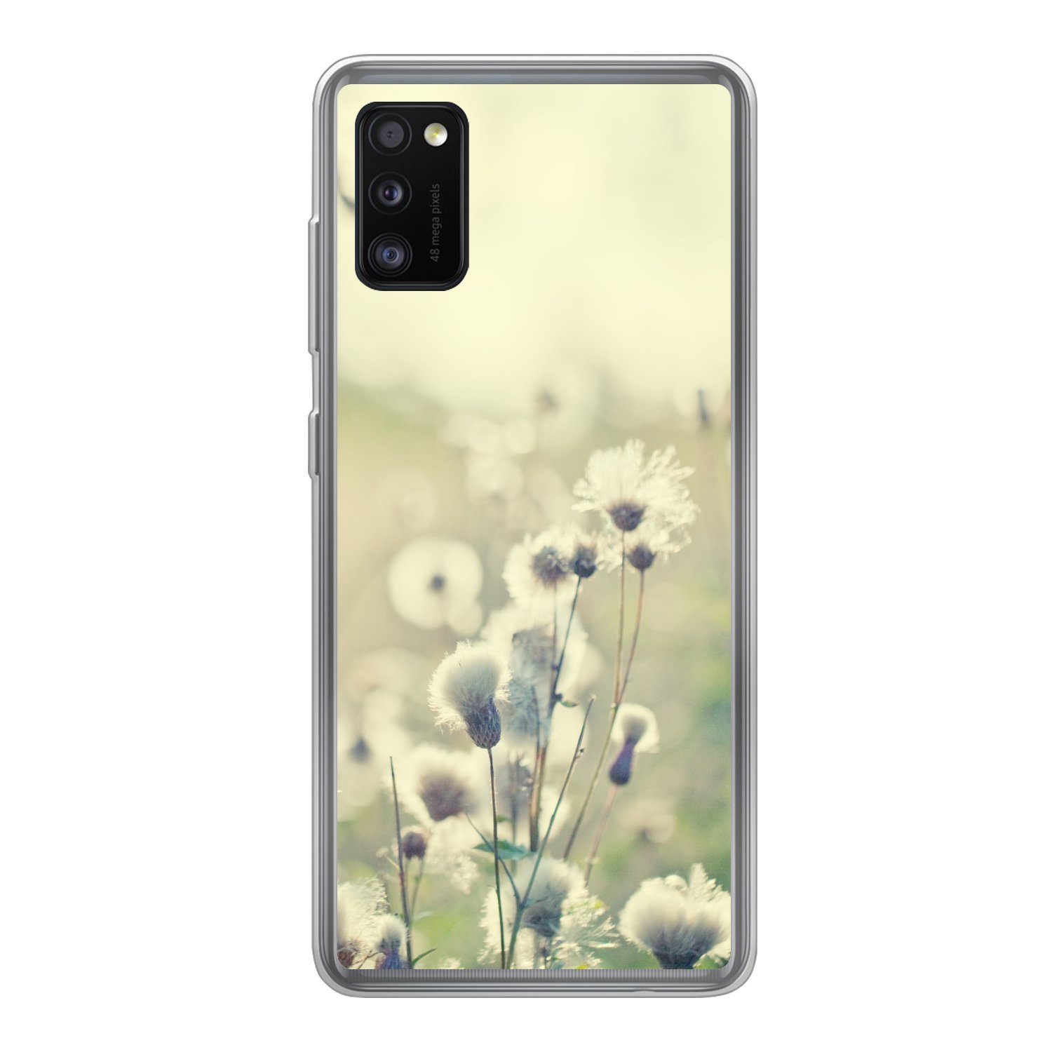 MuchoWow Handyhülle für Samsung Galaxy A41 Blumen - Feld - Weiß, Smartphone-Bumper, Print, Handy Schutzhülle Dünn