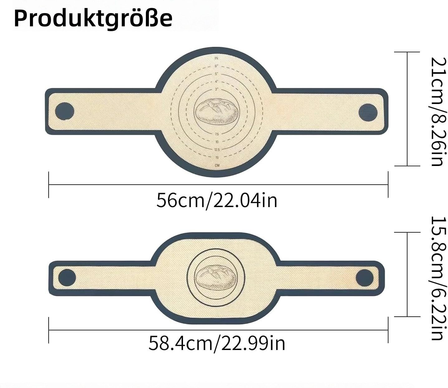 FOUORTUNATE-BEE Backmatte 2er-Set Silikon-Backmatten mit langem Griff, (2-tlg), Backunterlagen für Brot, Gebäck und vielseitiges Backen