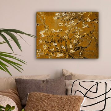 OneMillionCanvasses® Leinwandbild Mandelblüte - Kunst - Van Gogh - Gold, Vincent van Gogh (1 St), Wandbild Leinwandbilder, Aufhängefertig, Wanddeko 40x30 cm