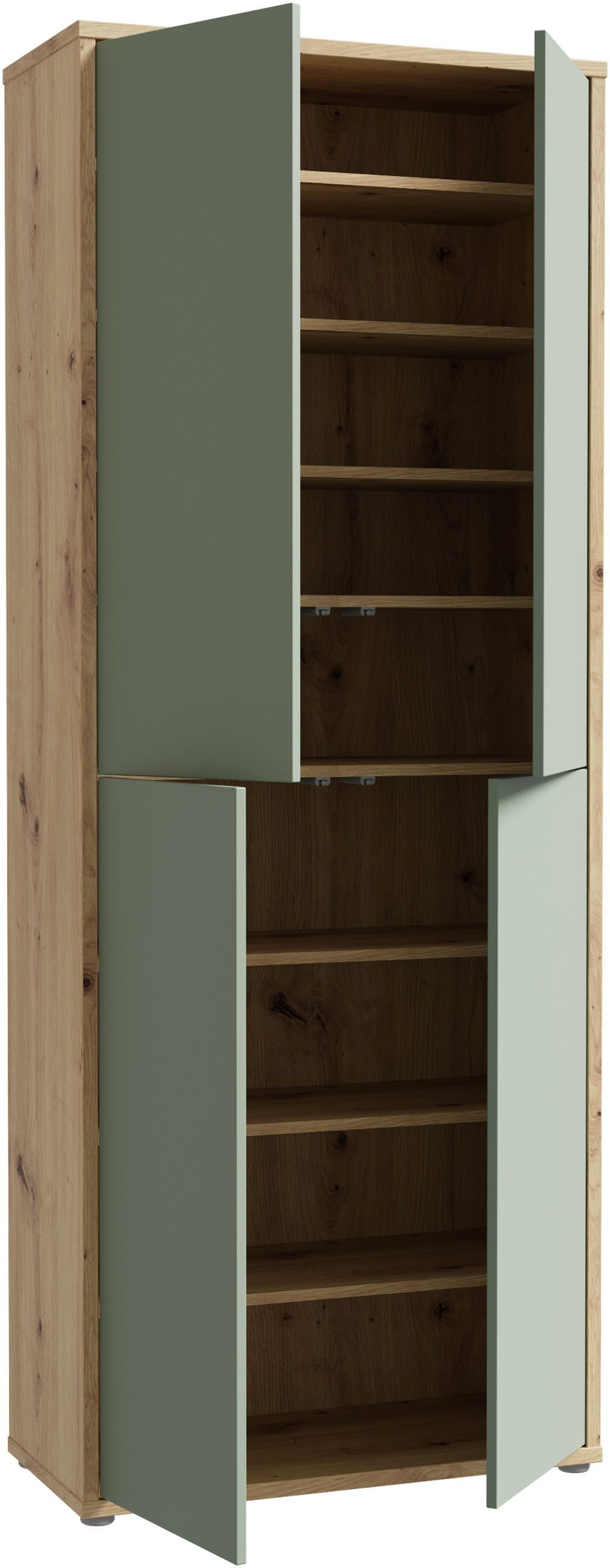 FORTE Schuhschrank Alice Springs, Schuhschrank, Höhe 191,9 cm, 4 Türen, viel Platz (B/H/T 74,5/191,9/34,9 cm) Stauraumschrank, Mehrzweckschrank, Breite 74,5 cm, mit 8 Böden