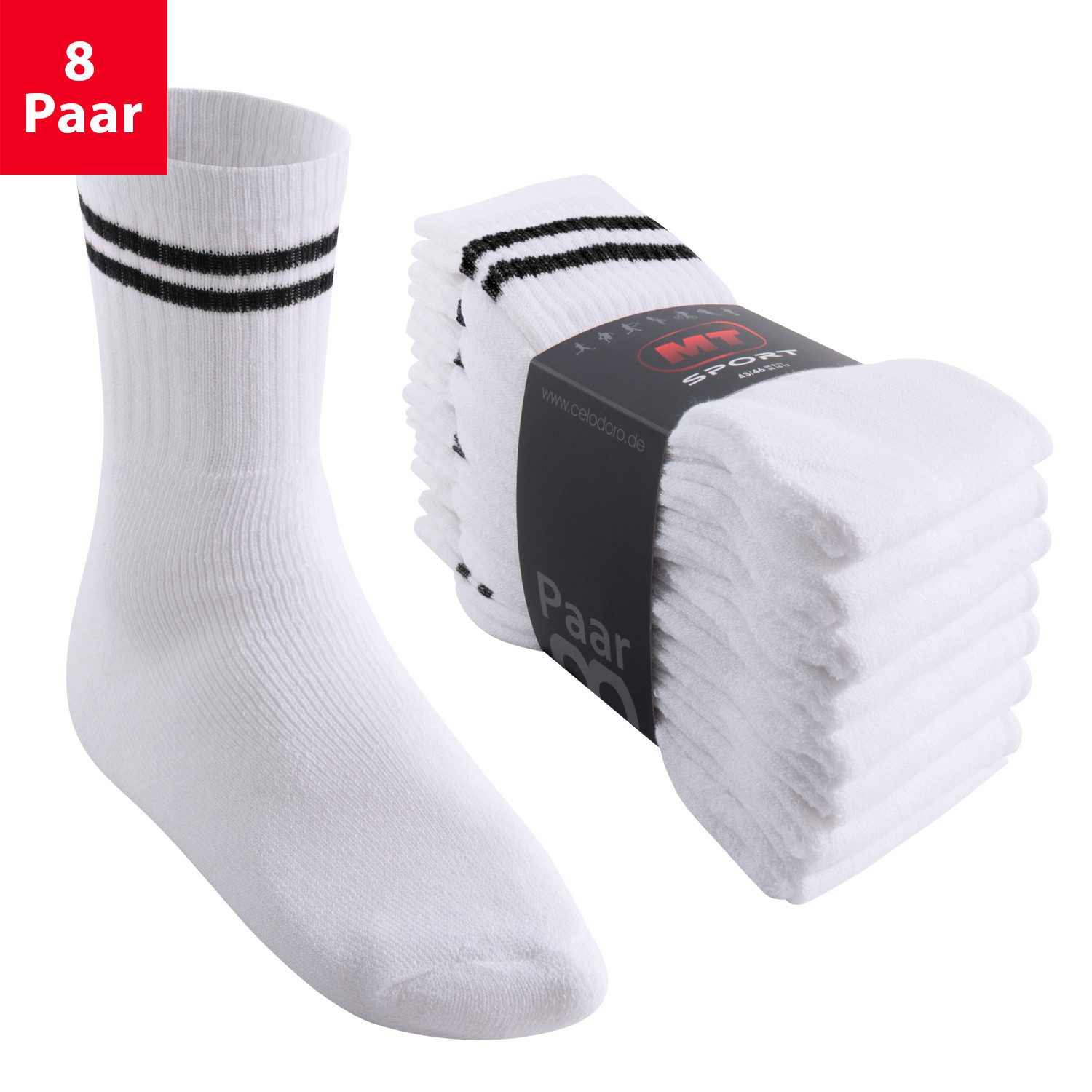 MT Tennissocken 8 Paar, 16 Paar Tennissocken für Damen & Herren (8-Paar)