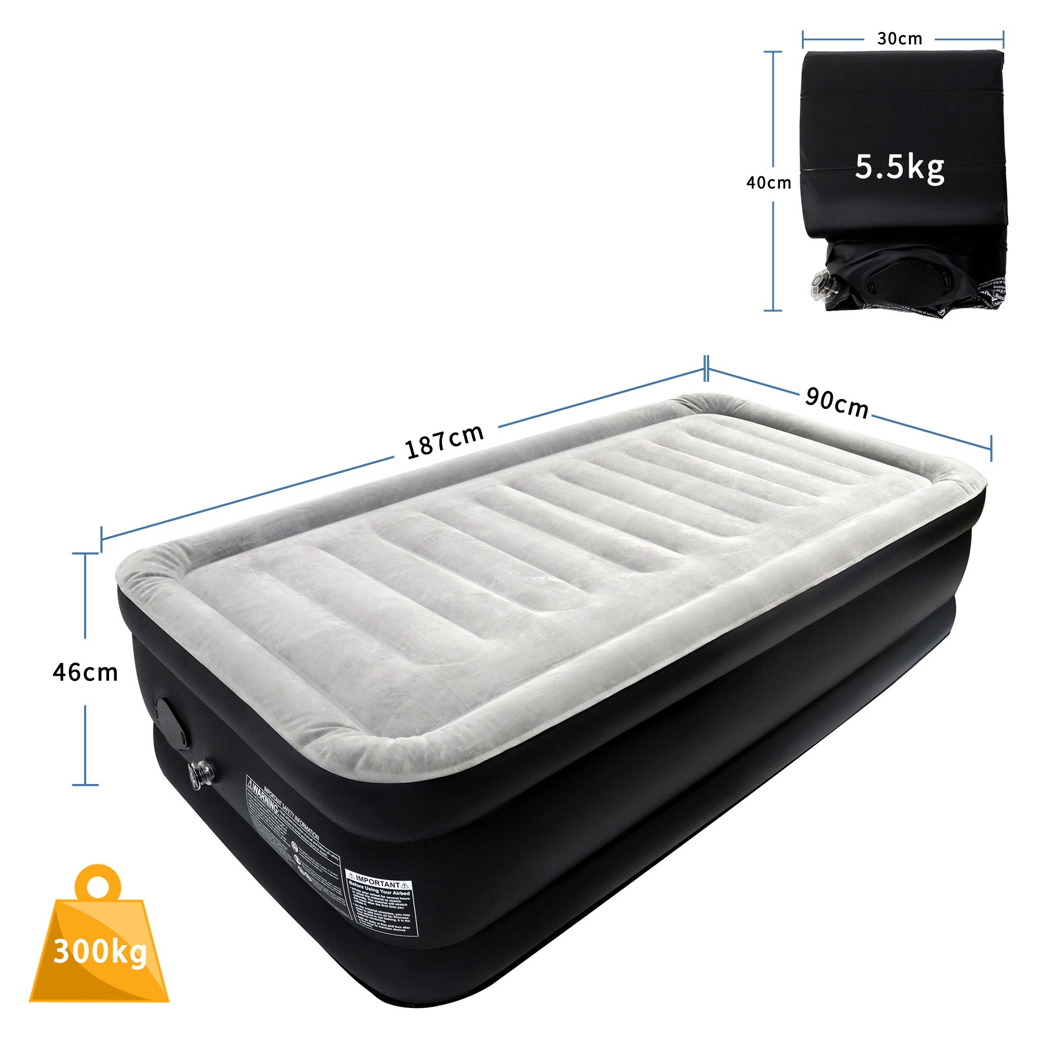 FIVMEN Luftbett Aufblasbare Matratze Gästebett mit Integrierter Elektrischer Pumpe, Luftmatratze für Camping oder Heimgebrauch Mit Tasche
