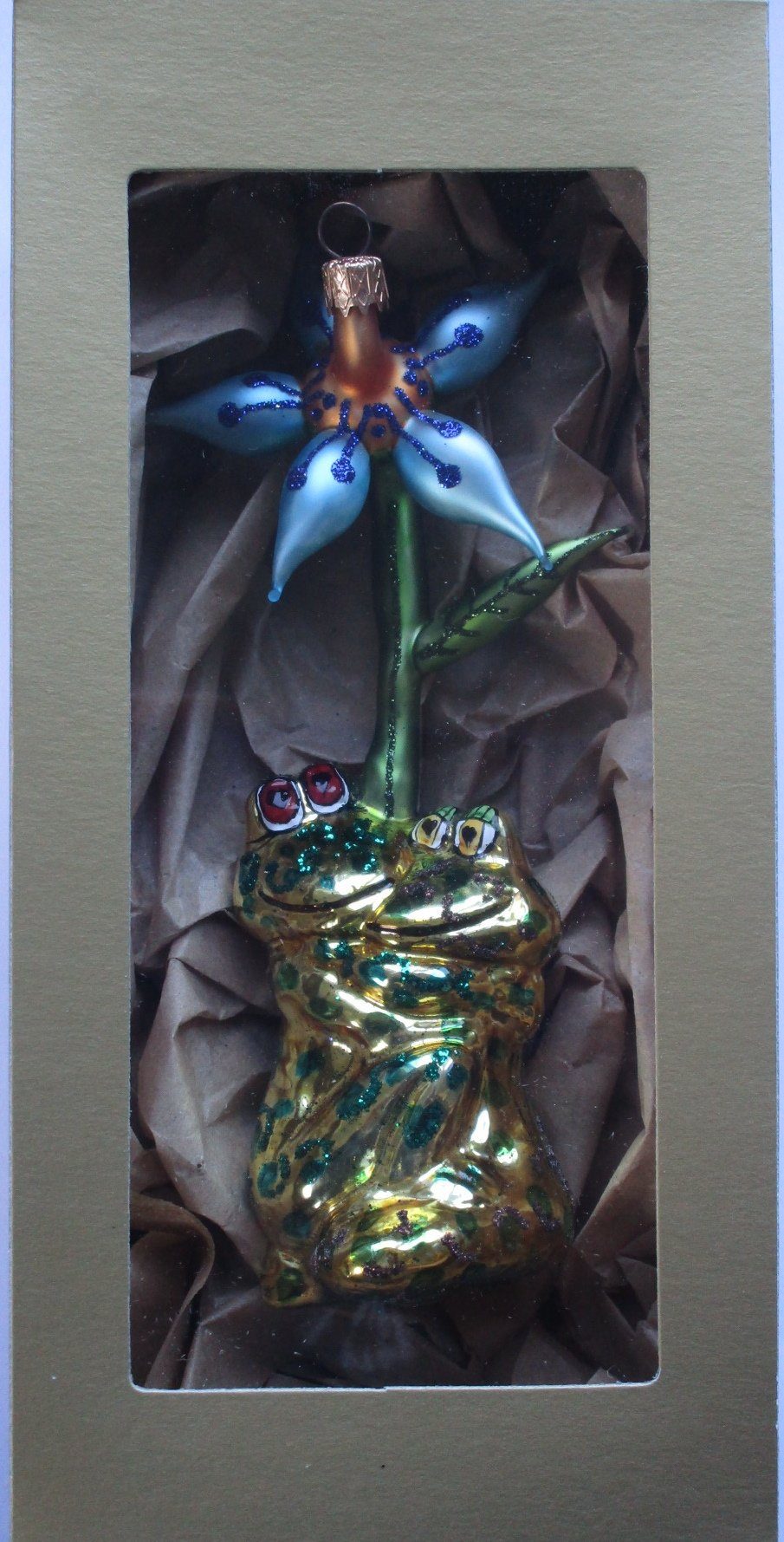 Nostalgie Christbaumschmuck Thüringen Christbaumschmuck Froschliebe mit Blume (1-tlg), Handarbeit