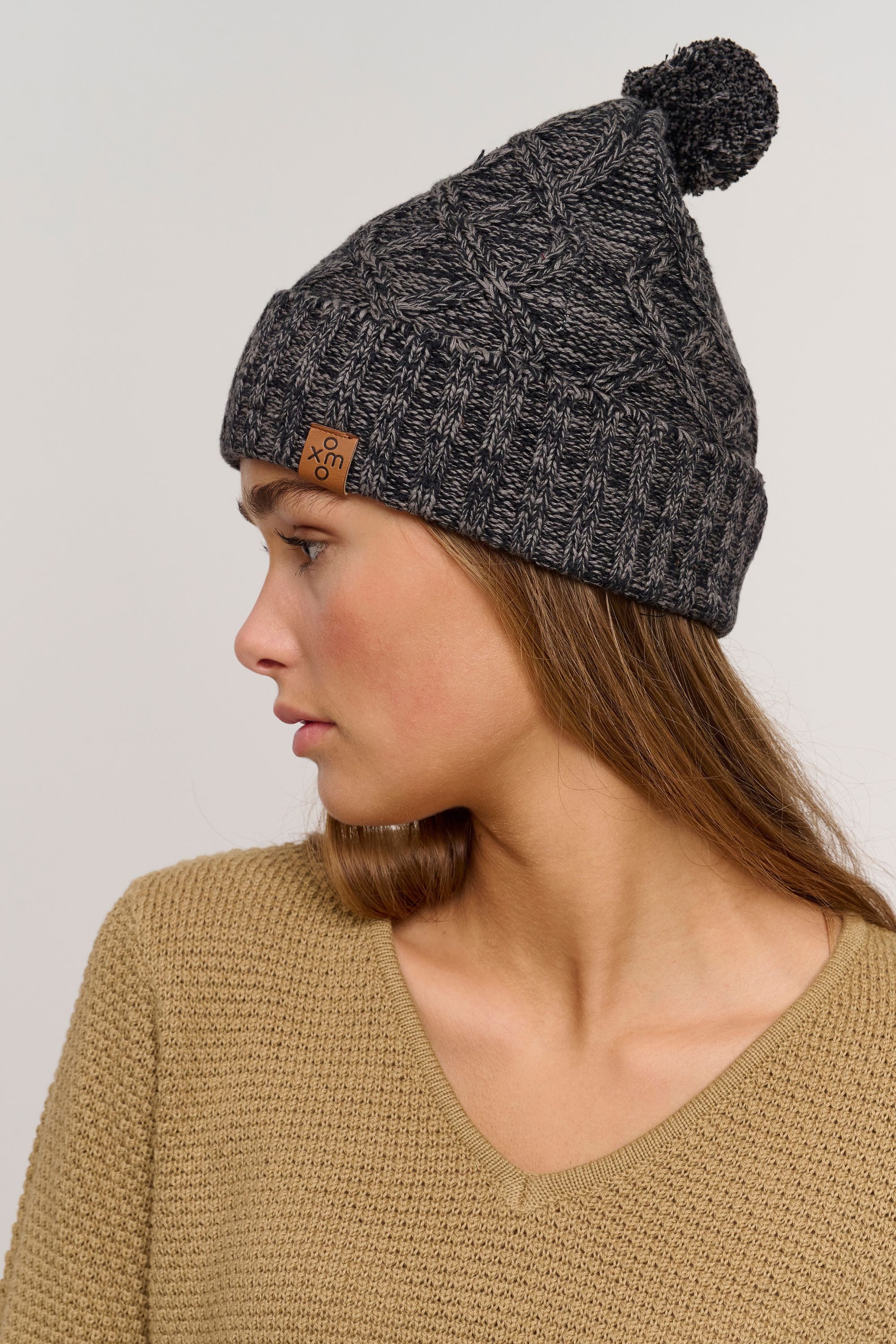 OXMO Strickmütze OXPom Pudelmütze aus 100% Baumwolle