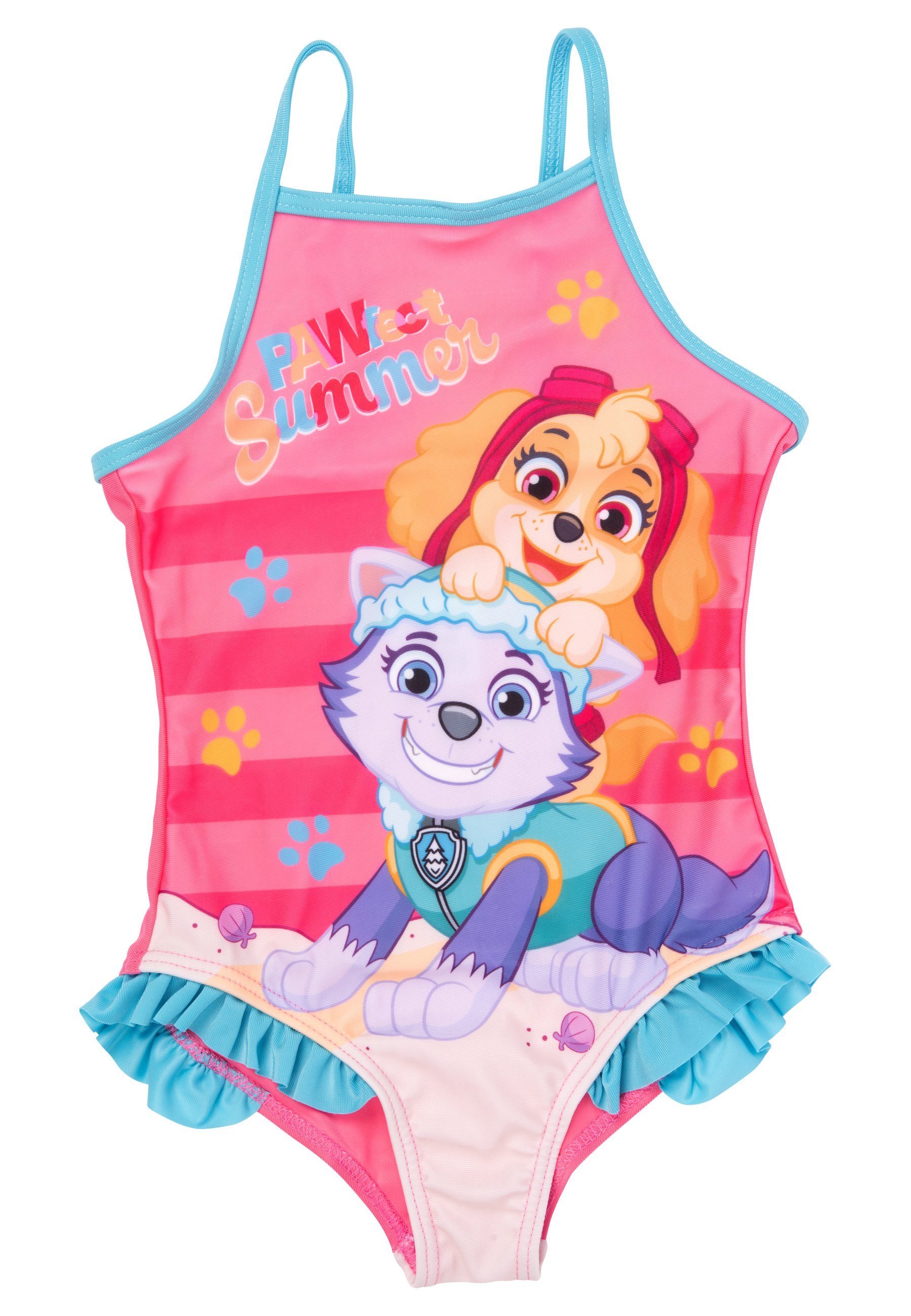 United Labels® Badeanzug Paw Patrol Schwimmanzug Badeanzug für Mädchen mit Rüschen