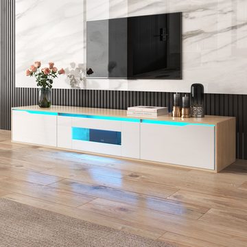 HAUSS SPLOE TV-Schrank Hochglanz, mit farbwechselnder LED-Beleuchtung, Holz und Weiß