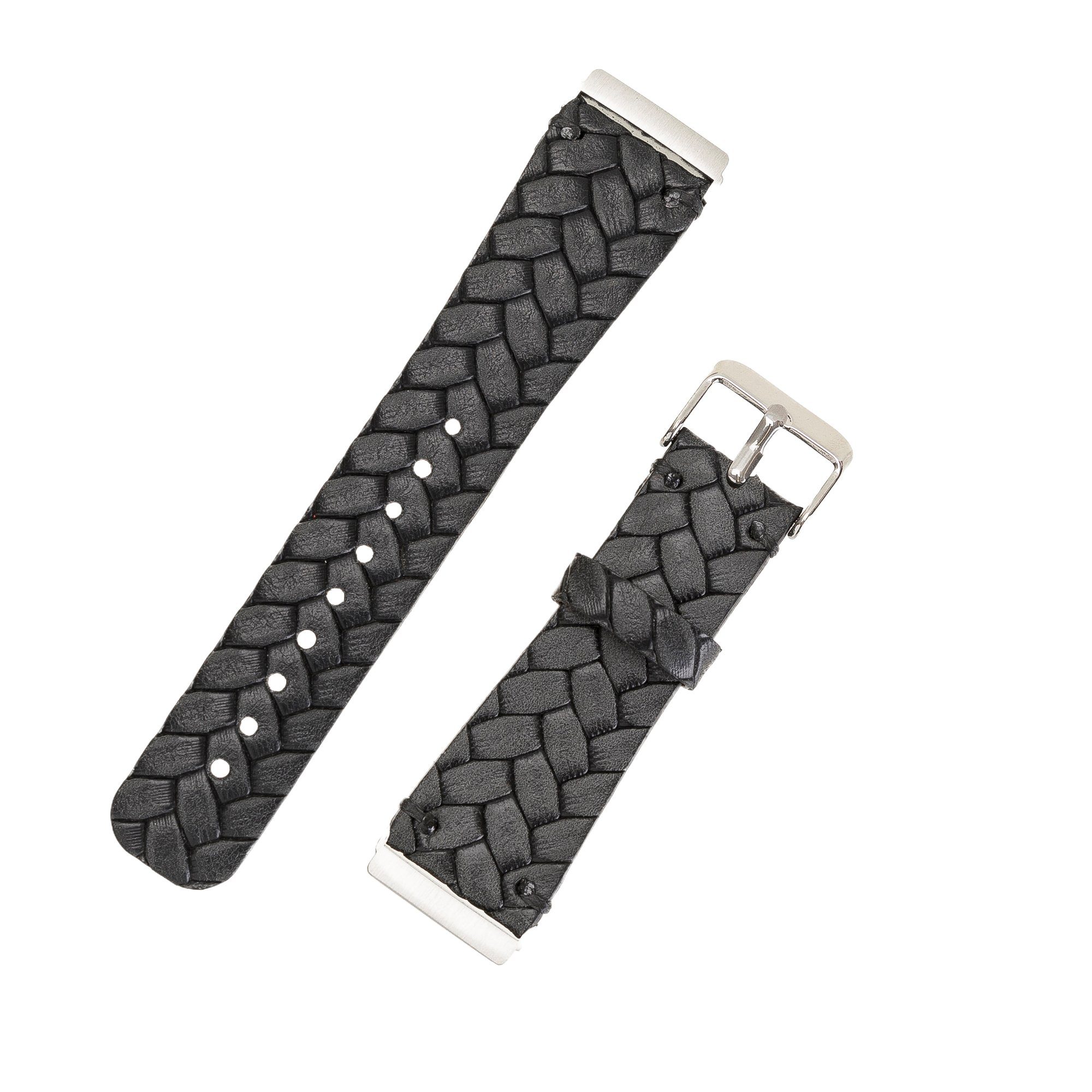 Renna Leather Smartwatch-Armband Fitbit Ersatzarmband Schwarz Sense Geflochten 4 / 2 Armband & 3 Leder / Versa Echtes