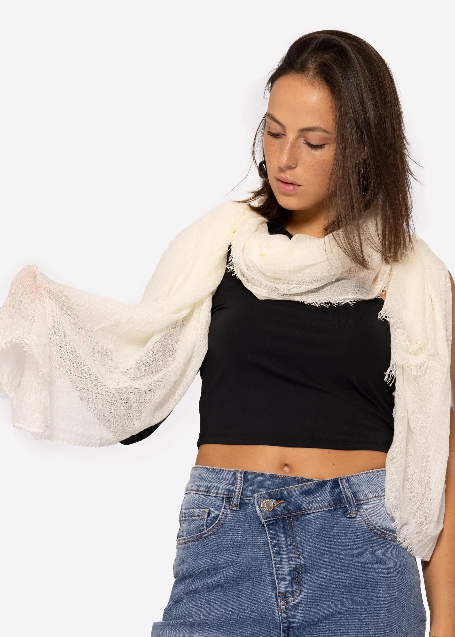 SASSYCLASSY Schal Musselin Schal für Damen, Weicher Schal aus Viskose mit ausgefransten Enden