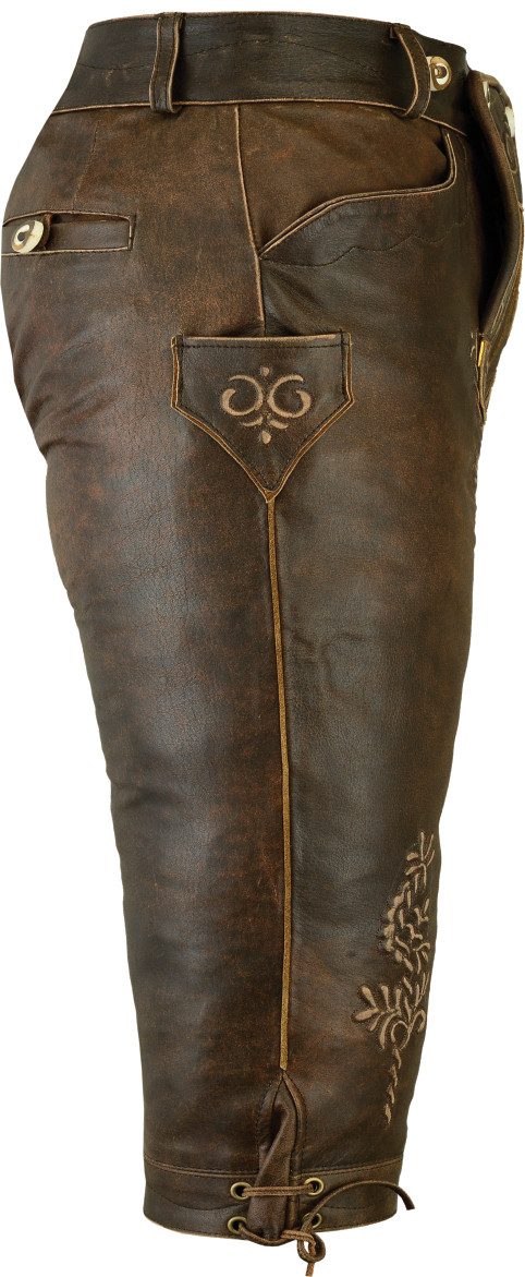 Fuente Leather Wears Trachtenlederhose Antik Nappa Lederhose für Herren, Kniebund, mit Träger, braun