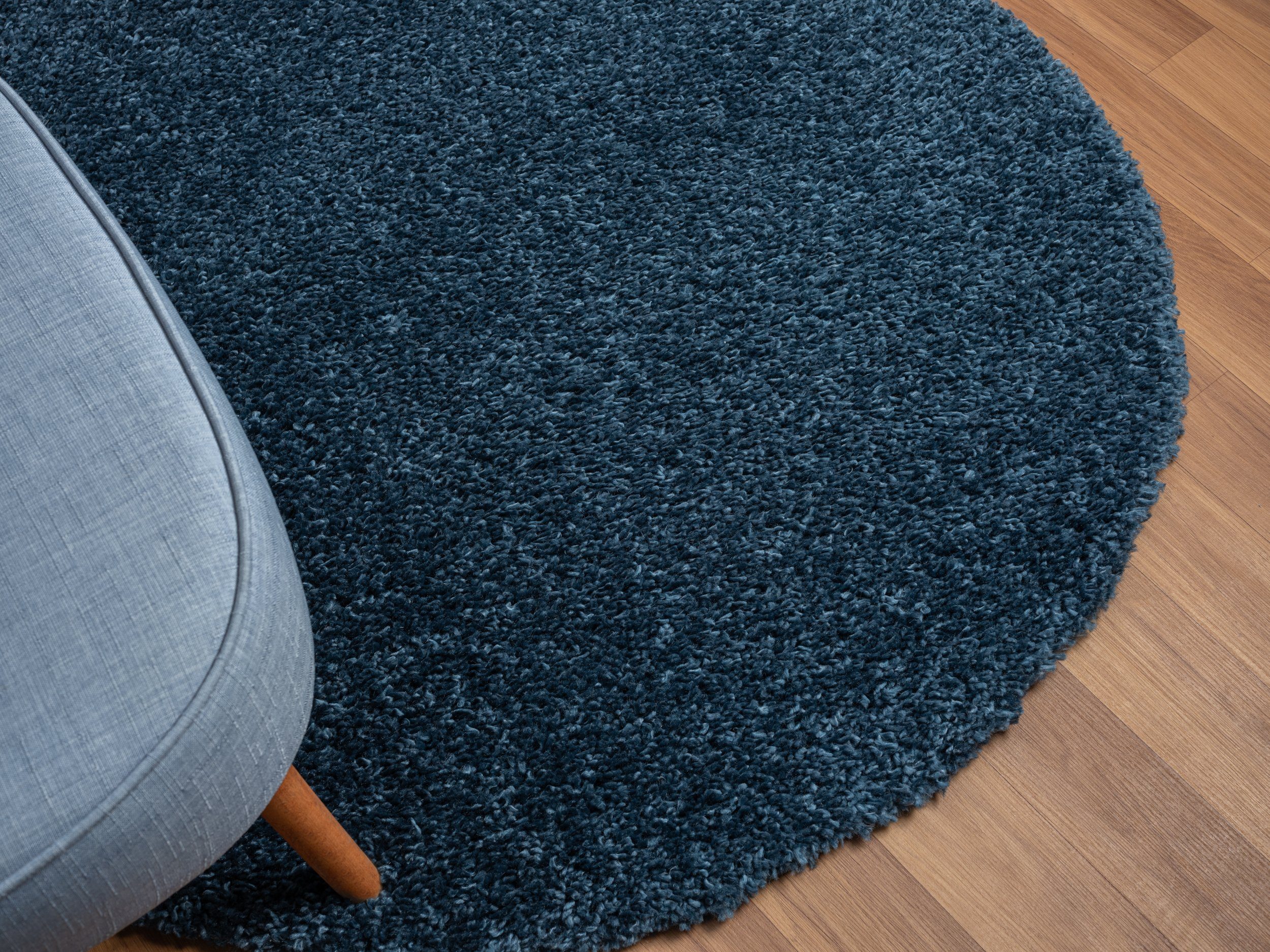 LebensWohnArt Teppich Hochflor Teppich SHAGGY dunkelblau rund diverse Größe günstig online kaufen