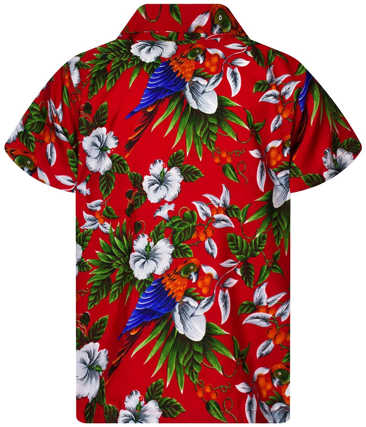 King Kameha Hawaiihemd Cherry Parrot Kids Funky Hawaii-Hemd Kinder Kurzarm Front-Tasche