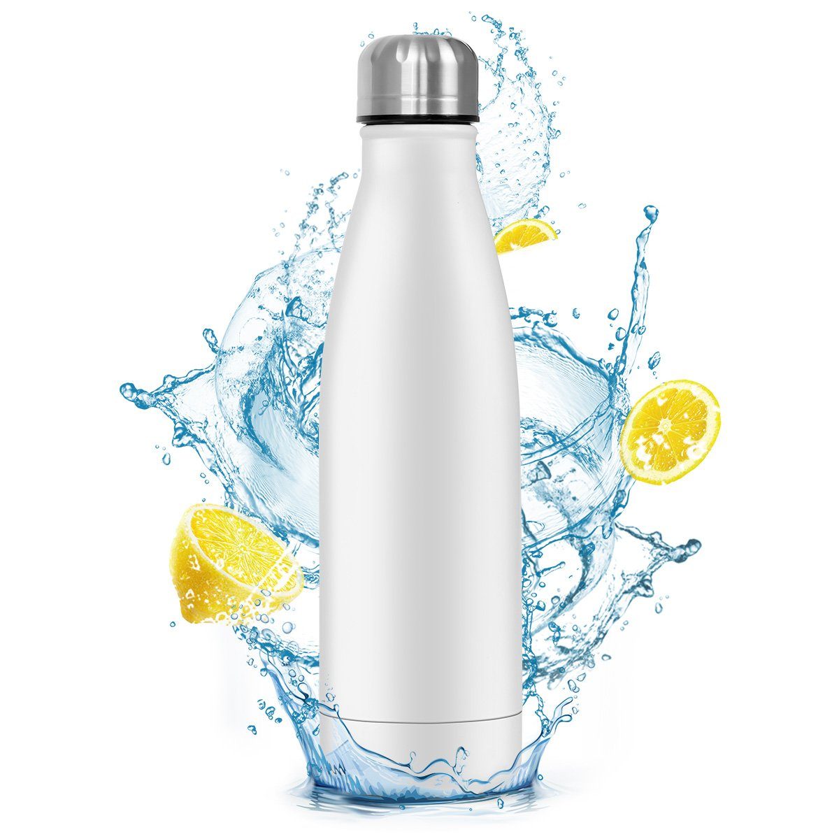 MULISOFT Thermoflasche Doppelwandige Edelstahl Trinkflasche, 500ml Auslaufsicher rostfrei und Hält kalte, BPA-frei