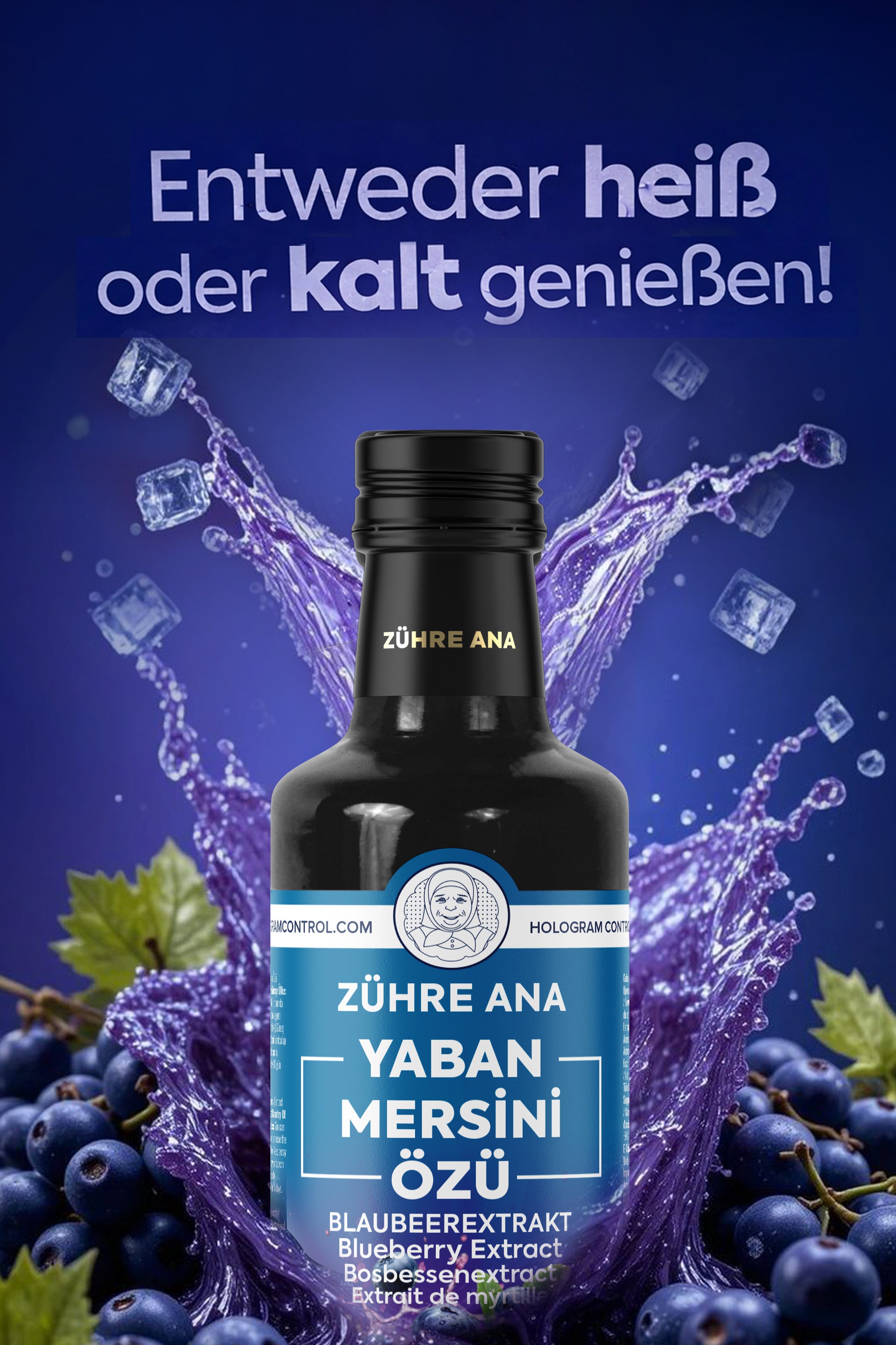 Zühre Ana® Sirup Blaubeerextrakt 640g–100 % Frucht, Konzentrat, Natürlich Aroma, 640 g, Natürliches Aroma und fruchtiger Geschmack Mischverhältnis: 1+5