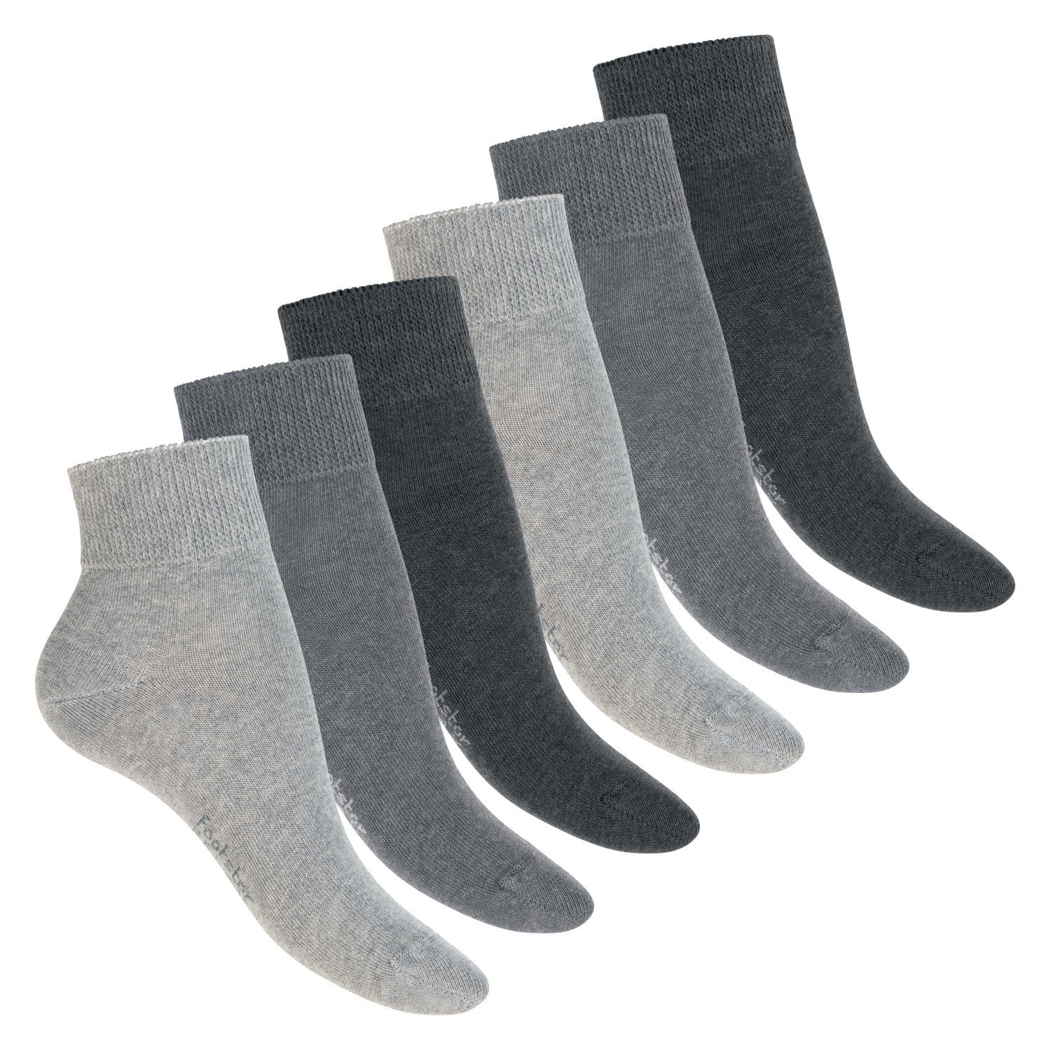 Footstar Diabetikersocken Gesundheits Kurzschaft Socken (6 Paar), Nahtfrei, Diabetiker Classic Grey