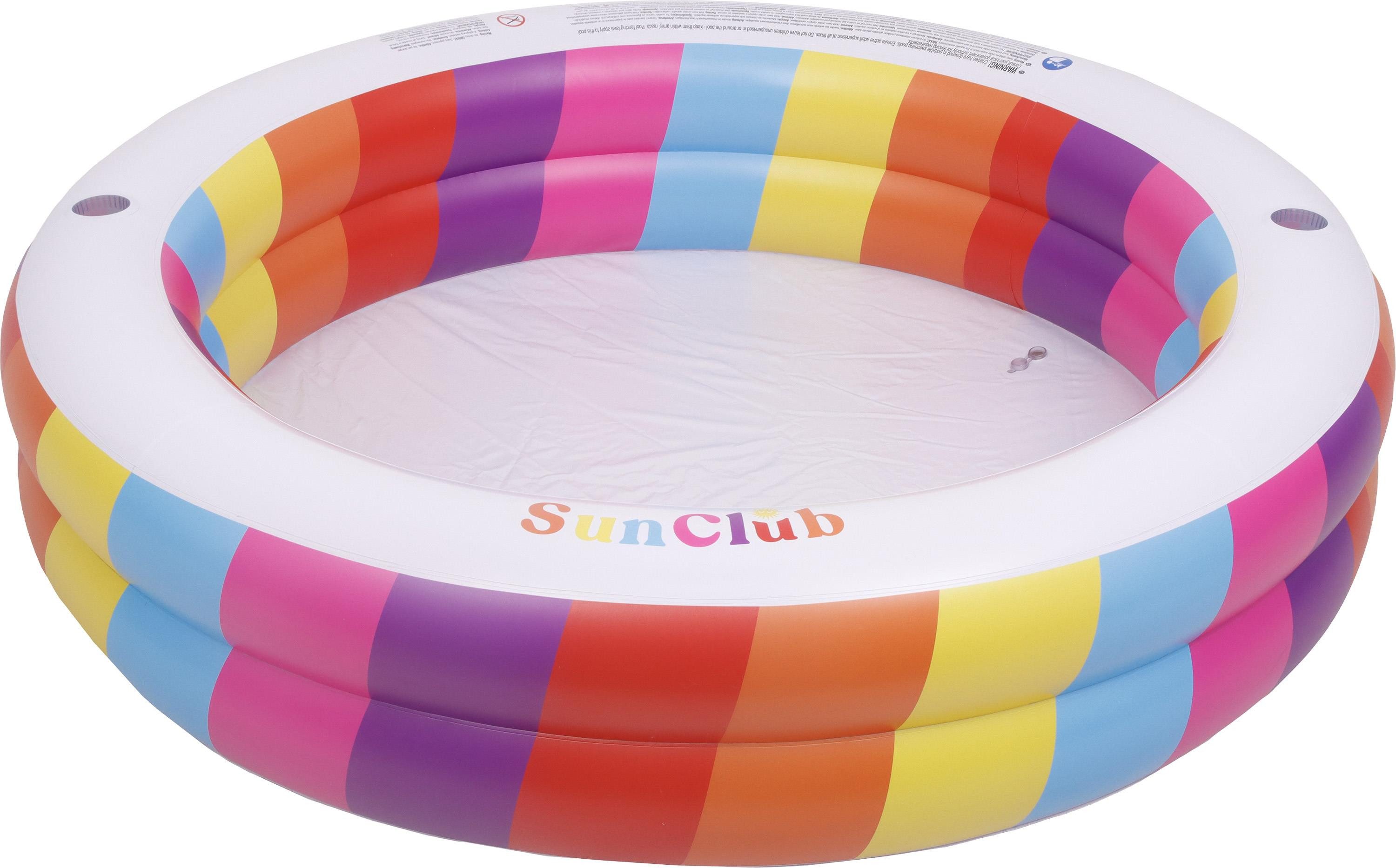 SunClub Planschbecken Kinderpool 187x42,5 cm, (Einzelpack, 1-tlg., aufblasbares Kinderbecken), 2-Ring Regenbogen Pool