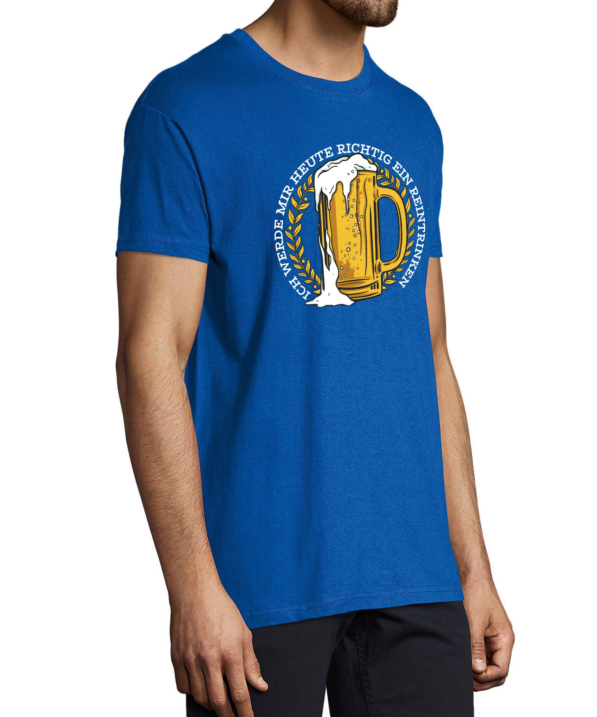 MyDesign24 T-Shirt Herren Fun Print mit Mass royal Oktoberfest - Regular Baumwollshirt i311 Shirt Aufdruck Fit, Trinkshirt Spruch Bier mit blau
