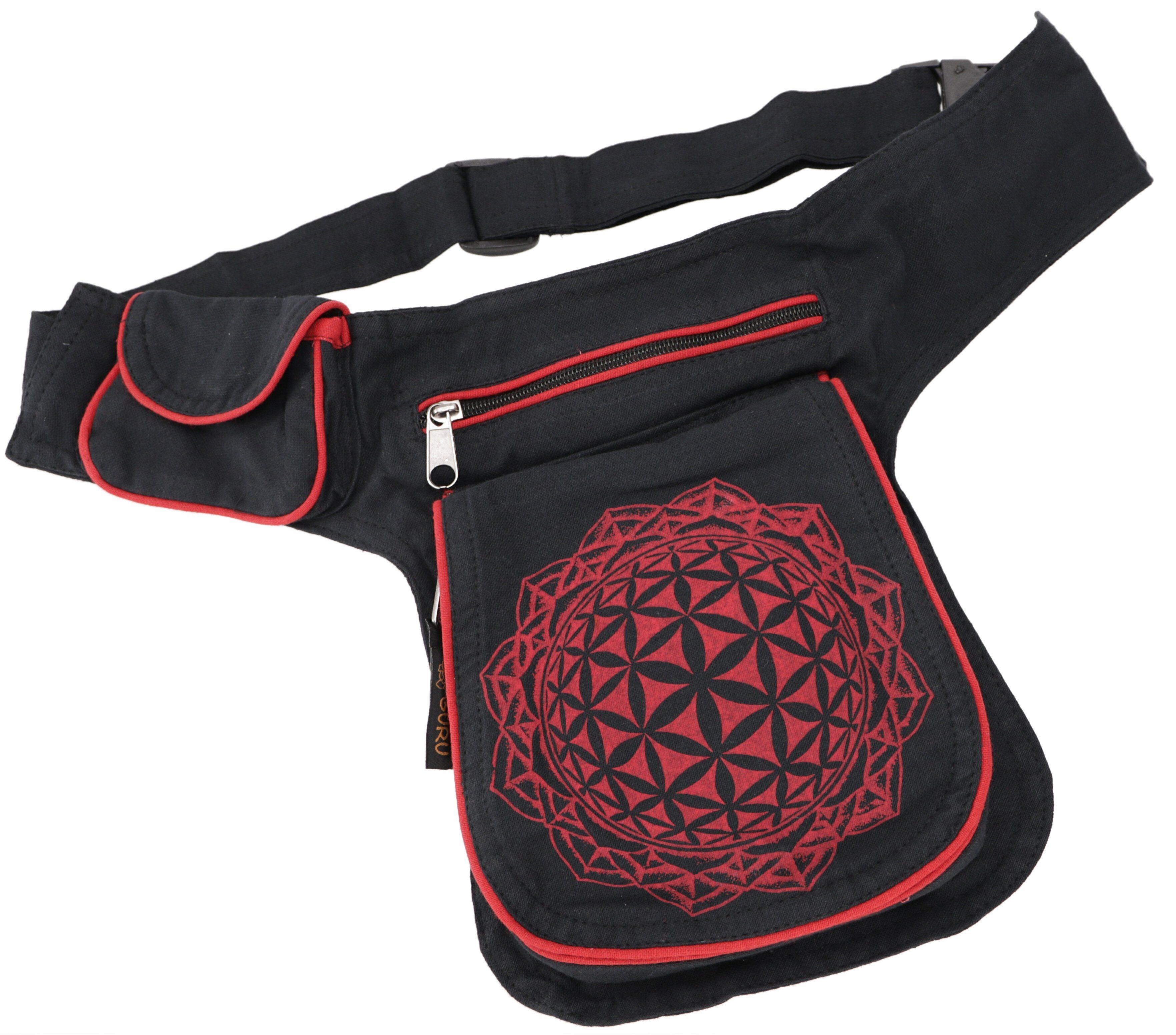 Guru-Shop Gürteltasche Stoff Sidebag & Hüfttasche `Flower of life`,..