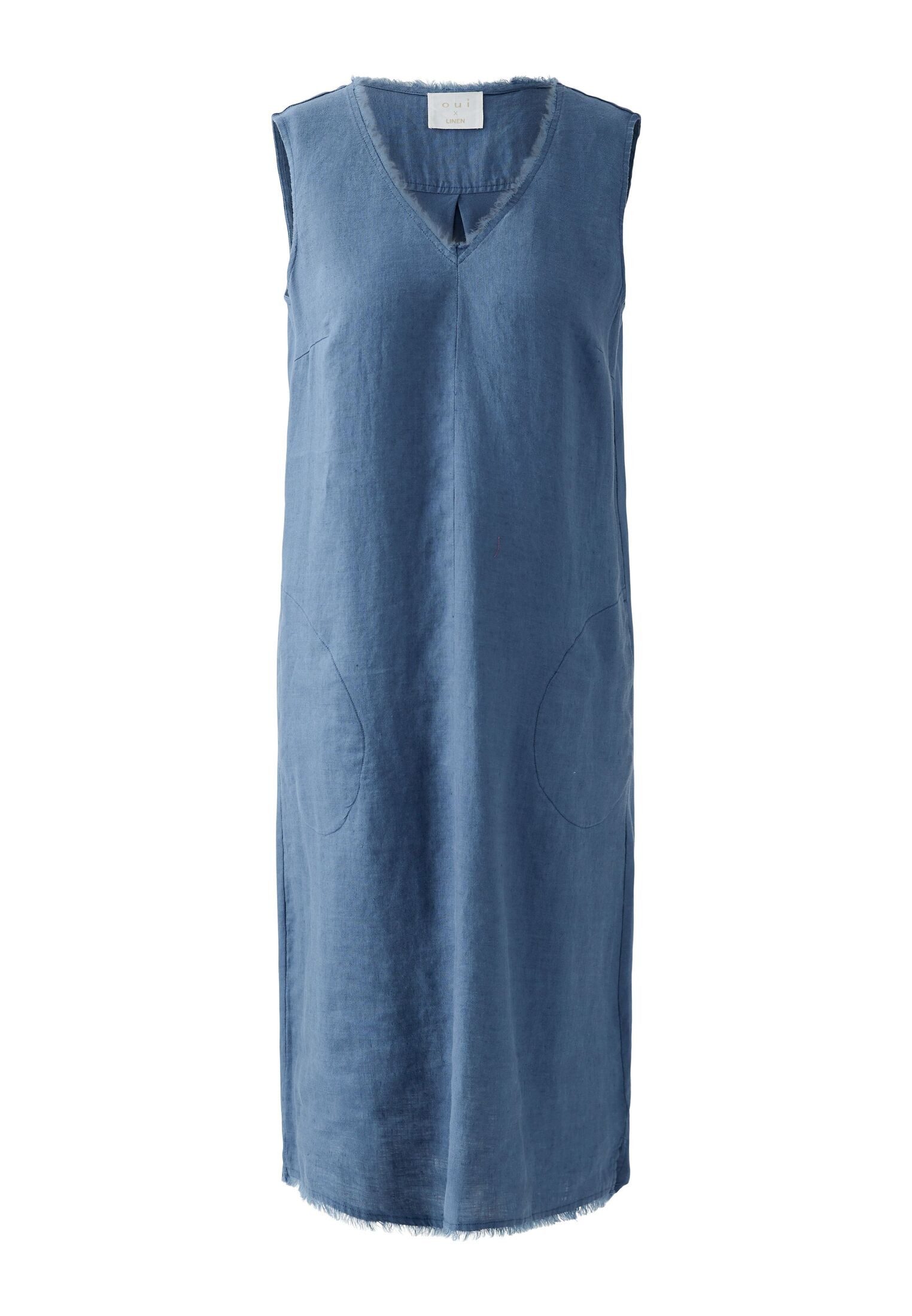 Oui Sommerkleid Kleid Leinen-Baumwollpatch günstig online kaufen