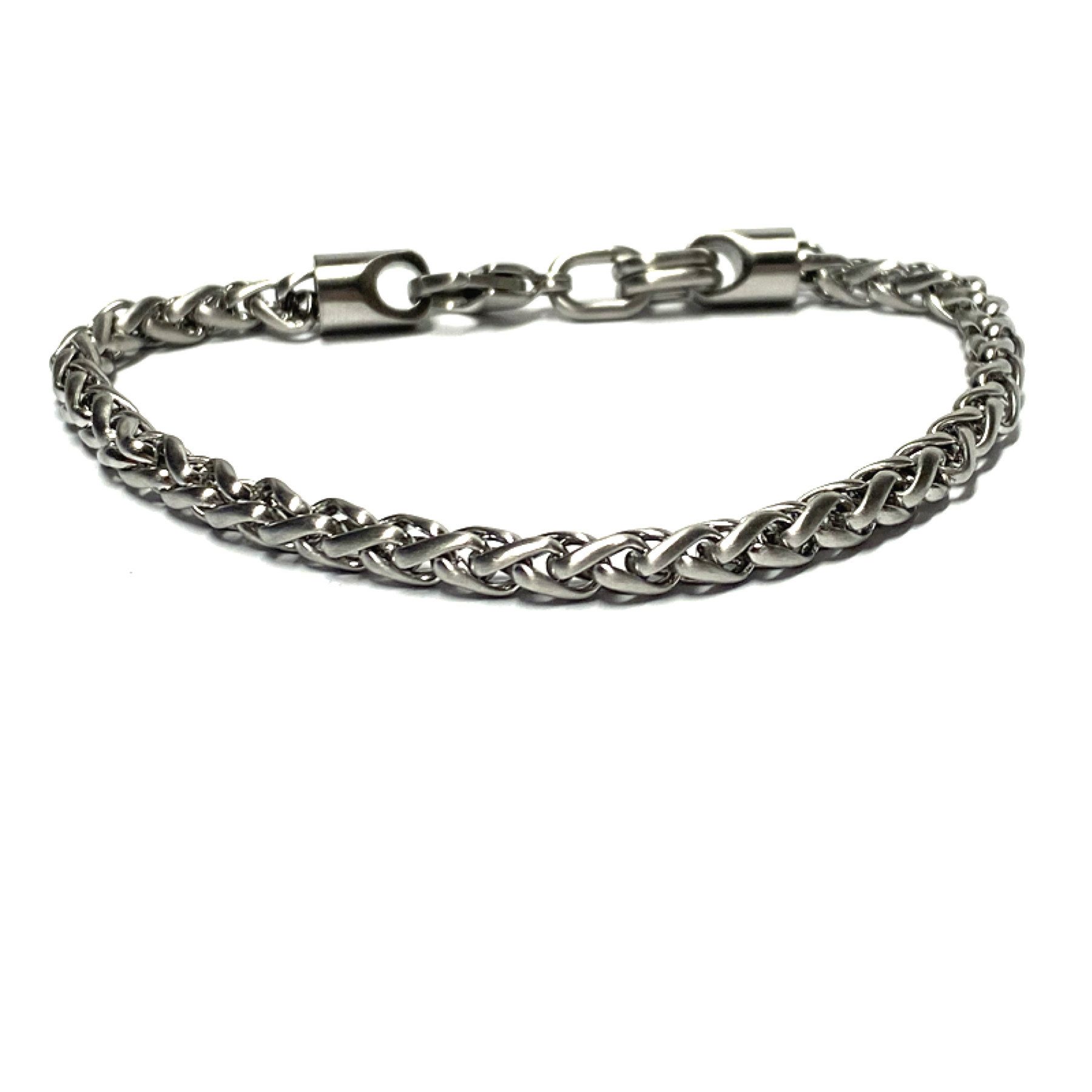 Silberkette Armband Edelstahl Zopfkette matt robust 21cm