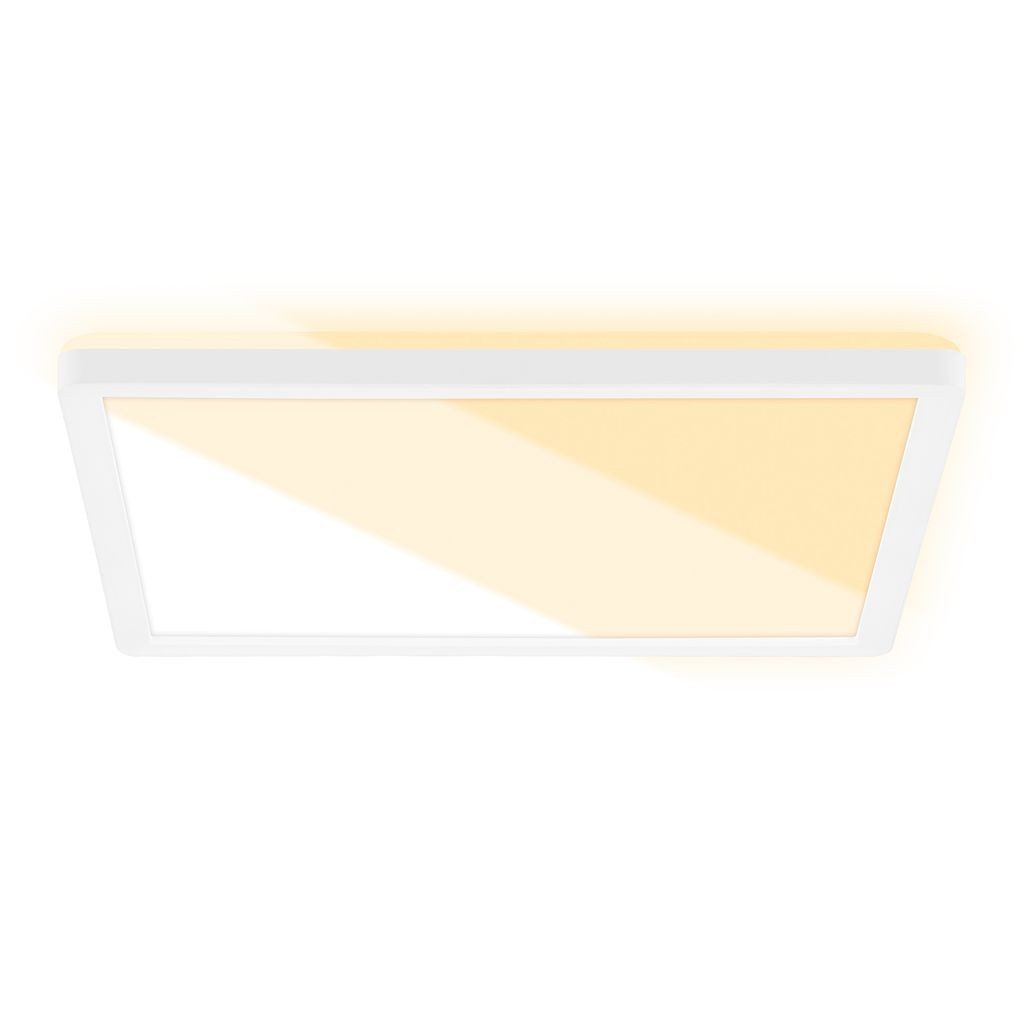 Briloner Leuchten LED Deckenleuchte 7556016, Bluetooth, LED fest integriert, 2700K - Extra-Warmweiß, Deckenlampe, 29,3 x 29,3 x 2,8 cm, Weiß, 18W, ultraflach, Wohnzimmer