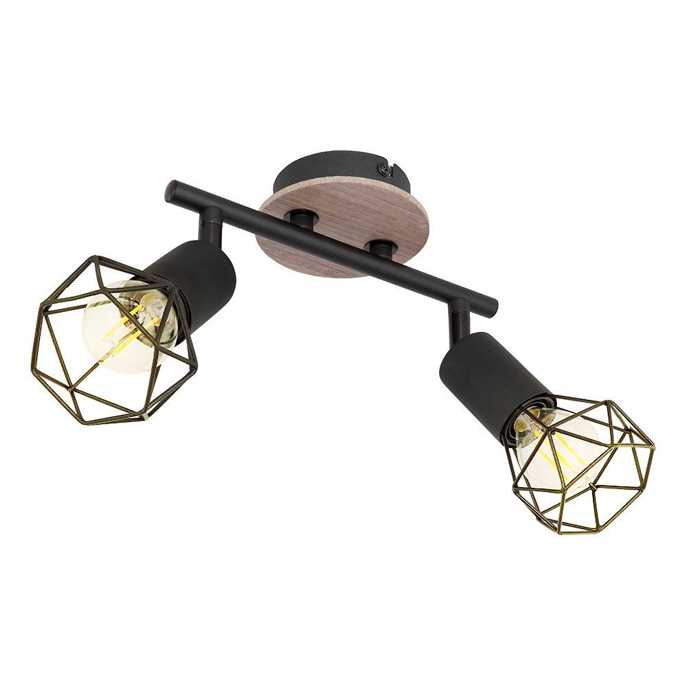 GLOBO LIGHTING Deckenstrahler, Leuchtmittel nicht inklusive, Deckenlampe Wohnzimmerleuchte Holz Industrial Strahler verstellbar