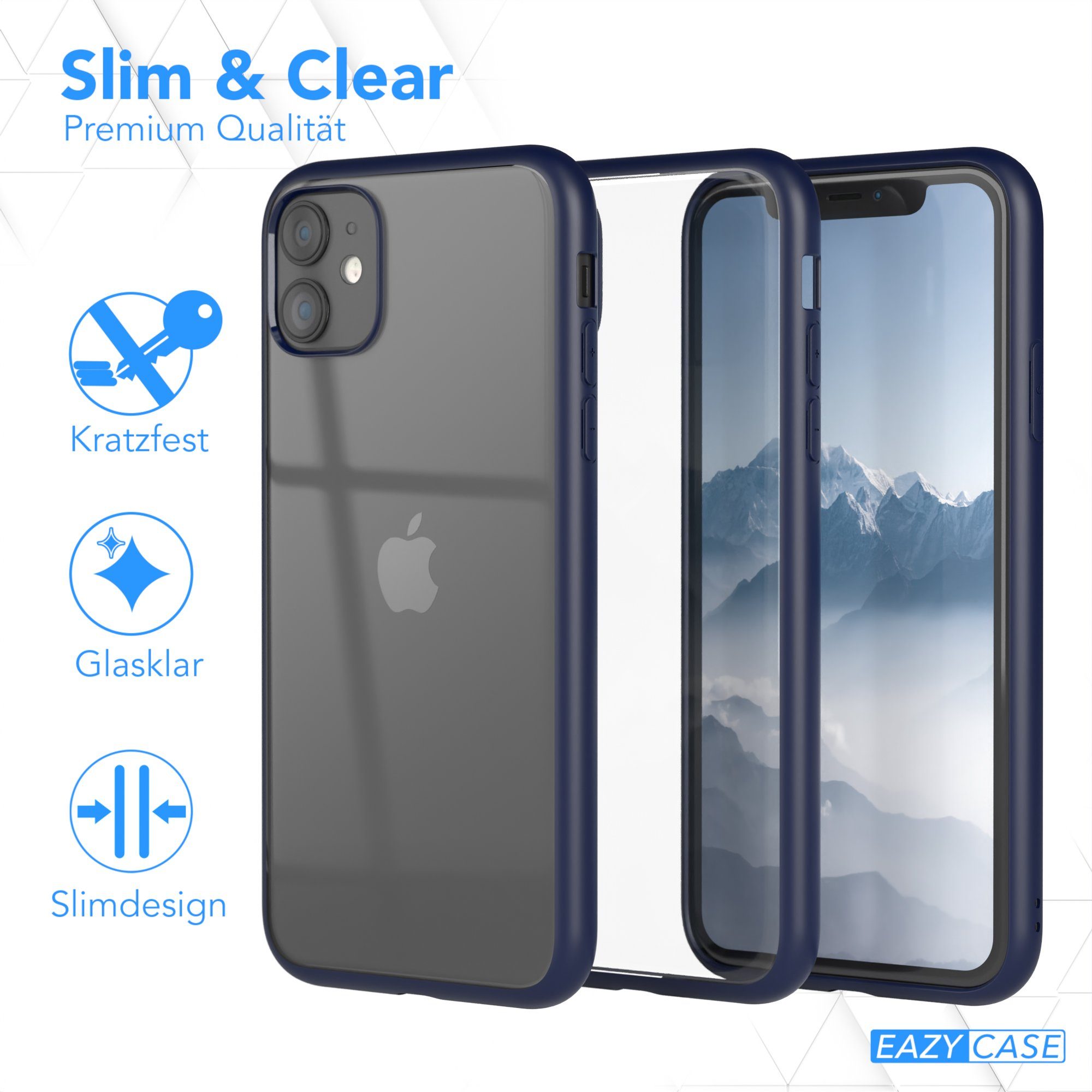 EAZY CASE Handyhülle Bumper Case für Apple iPhone 11 6,1 Zoll, Handyhülle Dünn mit Kameraschutz Hybrid Handyhülle Rand Nacht Blau – Bild 5 von 5