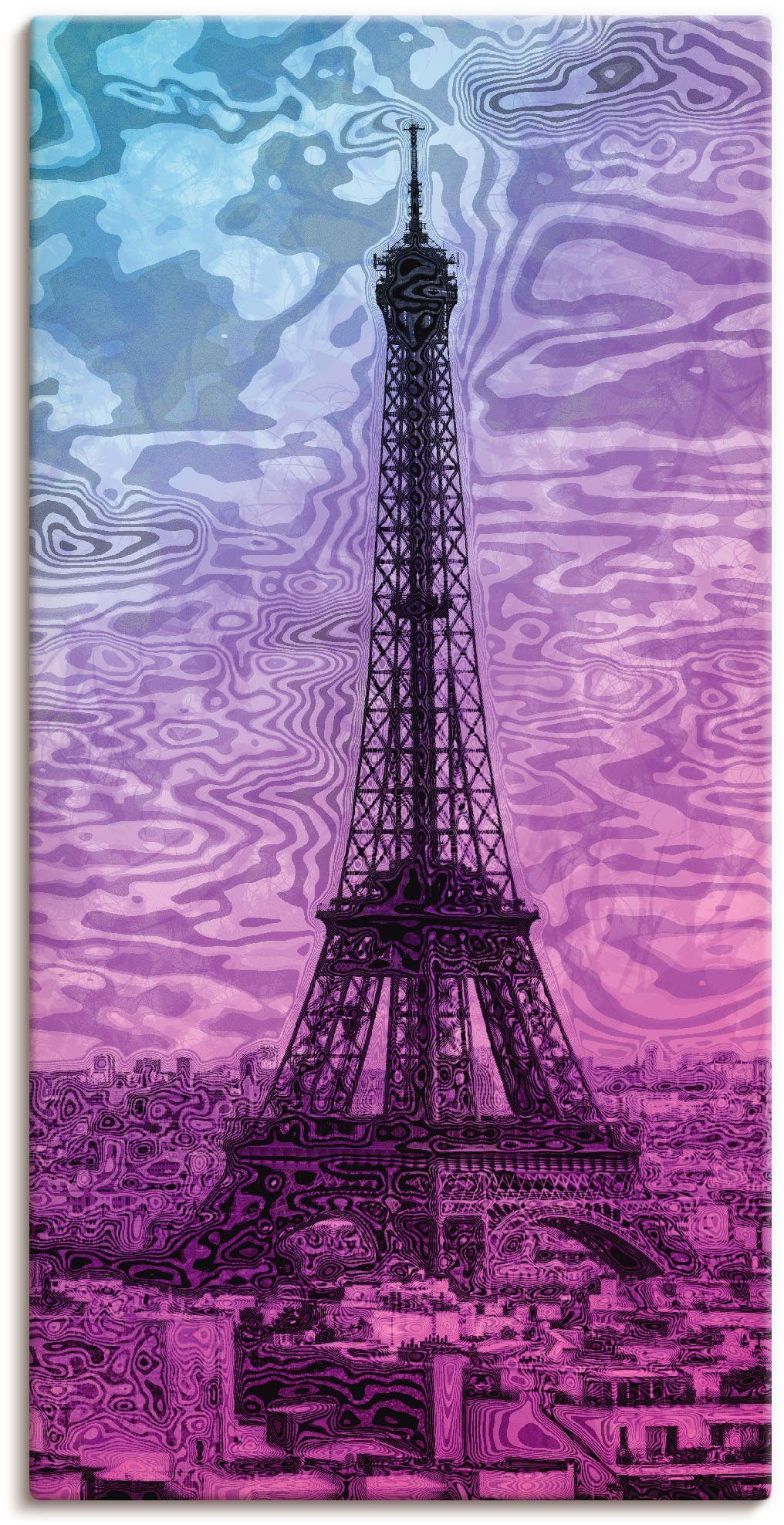 Wandbild Paris Eiffelturm Lila/Blau