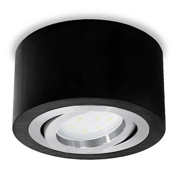 SSC-LUXon Aufbauleuchte Flacher Decken Aufbauspot schwarz schwenkbar mit dimmbarem LED Modul, Warmweiß