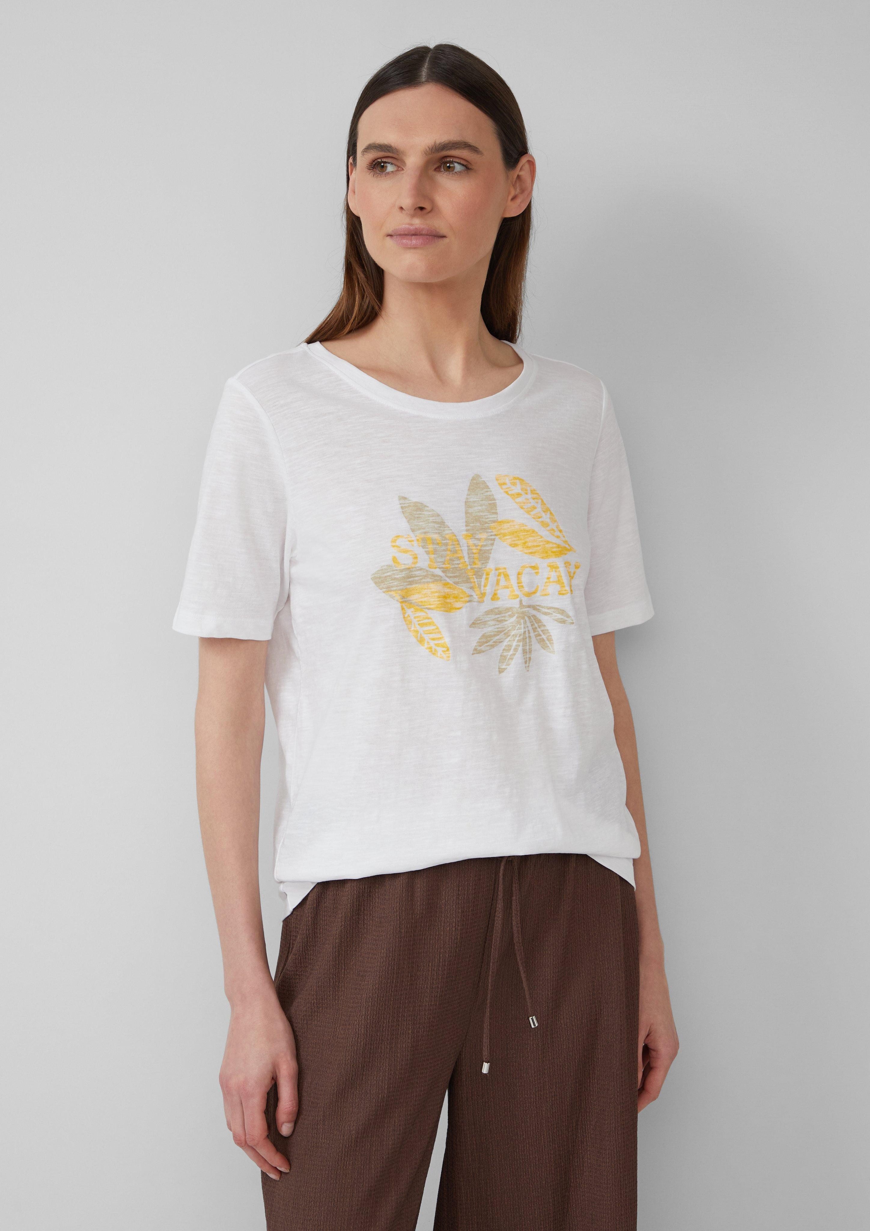 s.Oliver Kurzarmshirt Print-T-Shirt mit Flammgarnstruktur im günstig online kaufen