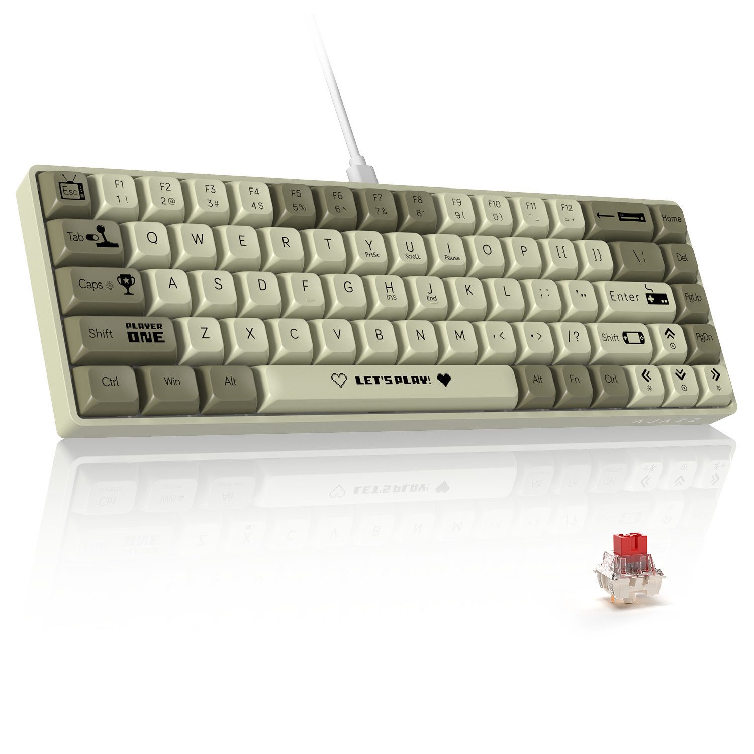 AJAZZ AK680 65% kabelgebundene Hotswap-Mechanische Gaming-Tastatur Gaming-Tastatur (68 Tasten tragbar Anti-Ghosting, Regenbogenbeleuchtung programmierbar)