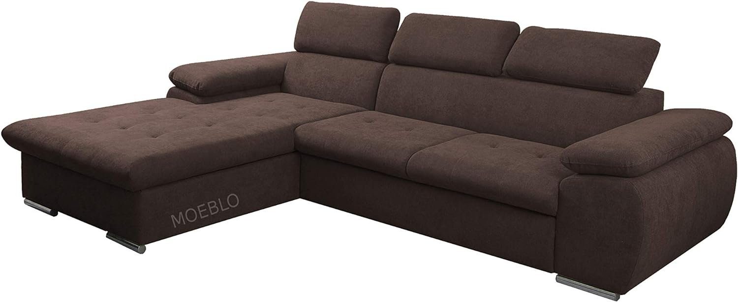 MOEBLO Ecksofa Nilux, Sofa Couch L-Form Polsterecke für Wohnzimmer, Schlafsofa Sofagarnitur Wohnlandschaft, mit Bettkasten und Schlaffunktion Braun (AVRA 06) | Ecksofas