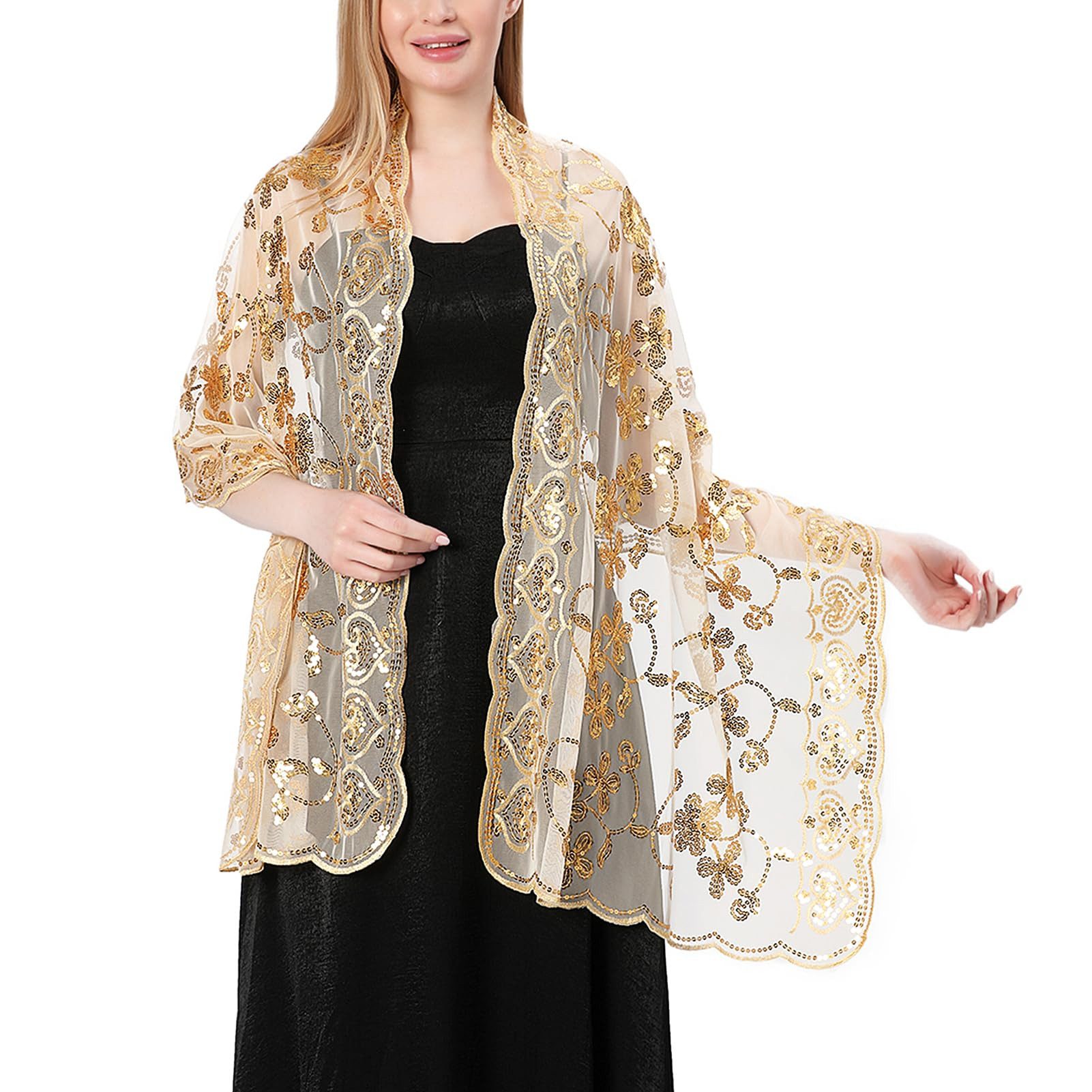 Zaewry Modeschal Schals und Tücher für Abendkleider – Elegante, transparente Damen, Jahre mit Blumenmuster, ideal für Hochzeiten