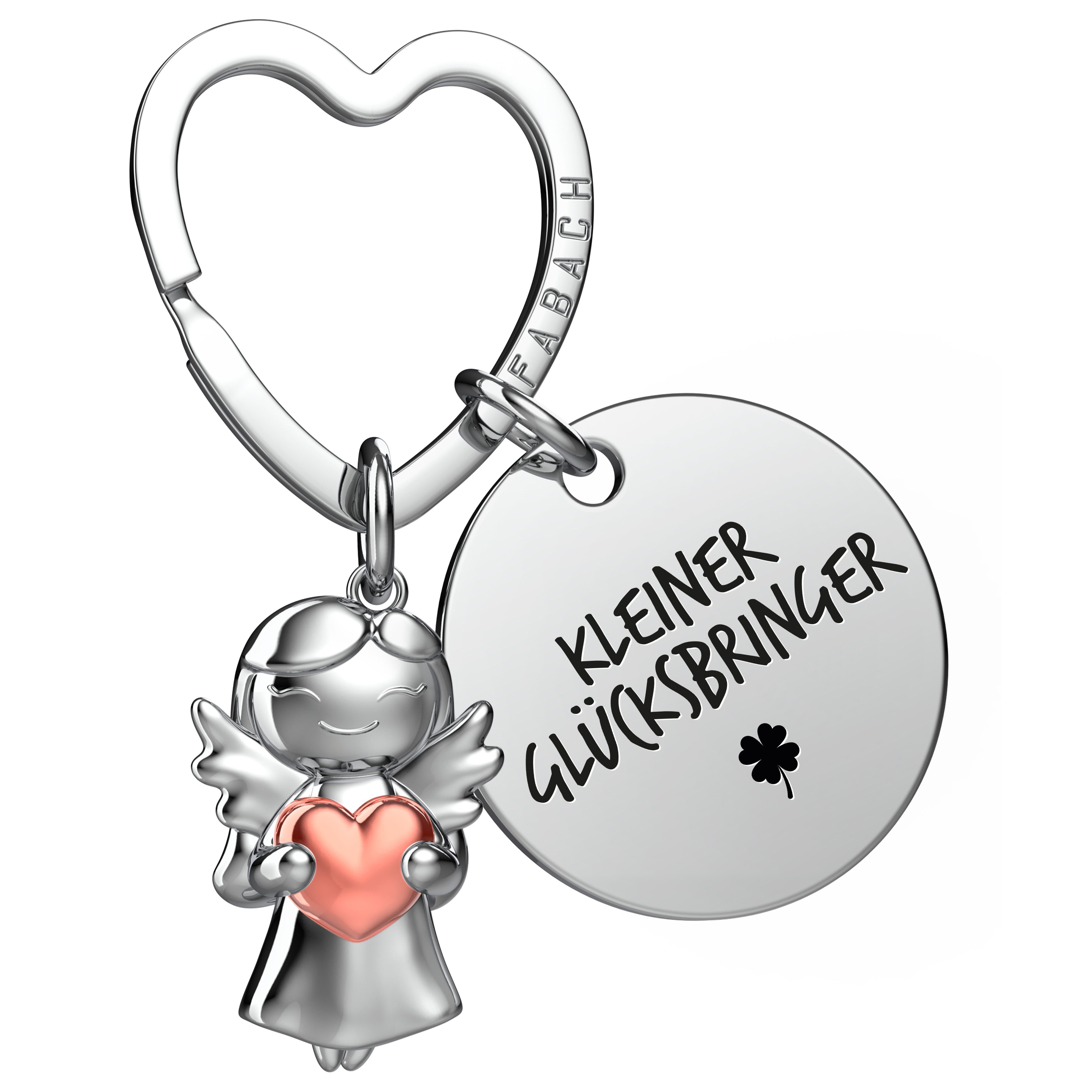 FABACH Schlüsselanhänger Schutzengel Star in Charms Größe mit Gravur "Glücksbringer"