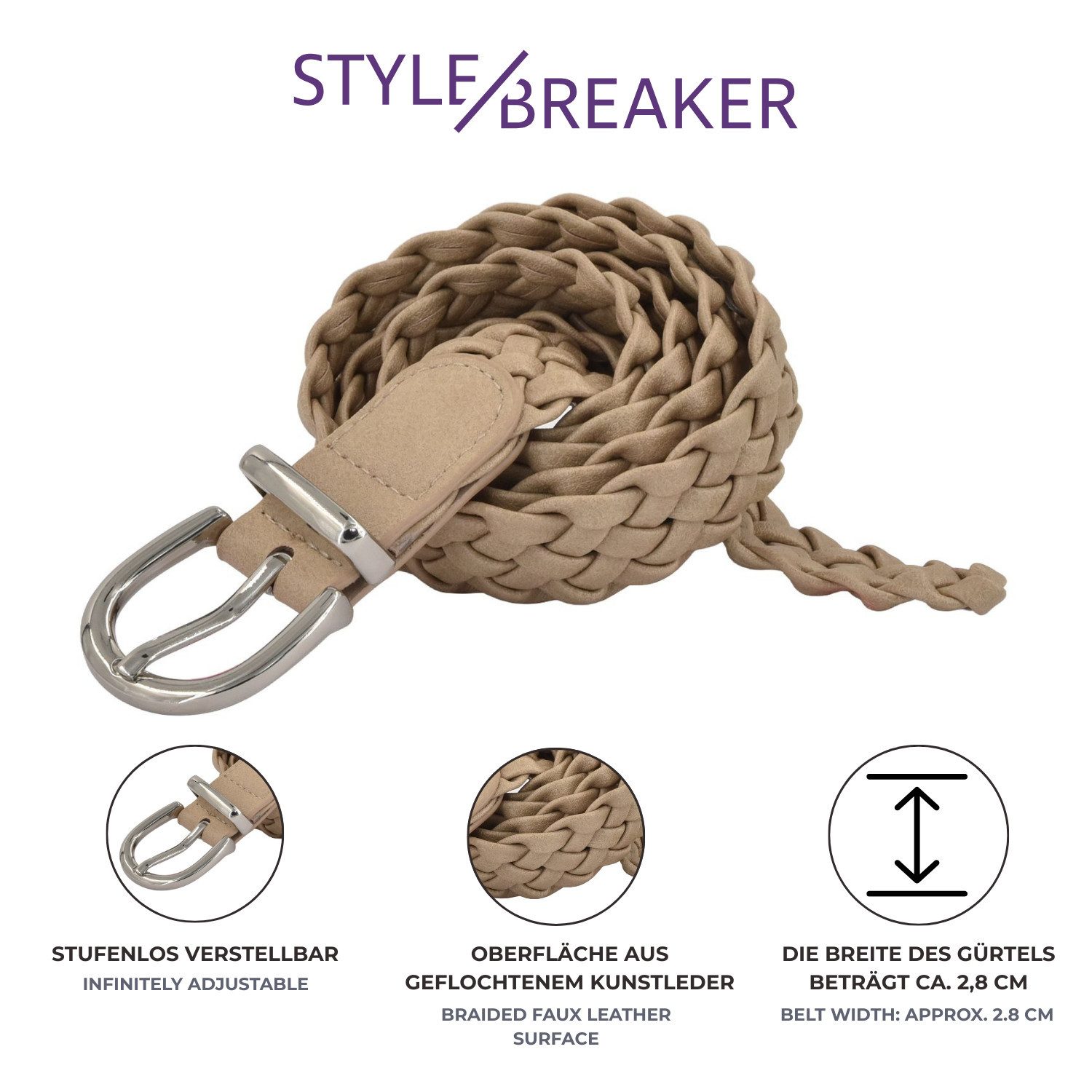 styleBREAKER Flechtgürtel Flechtgürtel schmal (1-St)