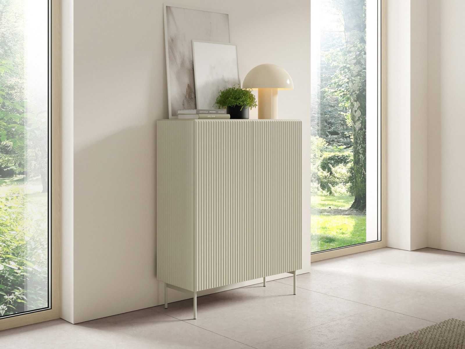 yourhouse24 Hochkommode Muti 2D 98x123x40 cm Kaschmir, Schwarz