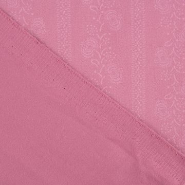 SCHÖNER LEBEN. Stoff Baumwollstoff Trachten Satin-Touch Blumen rosa malve 1,50m Breite