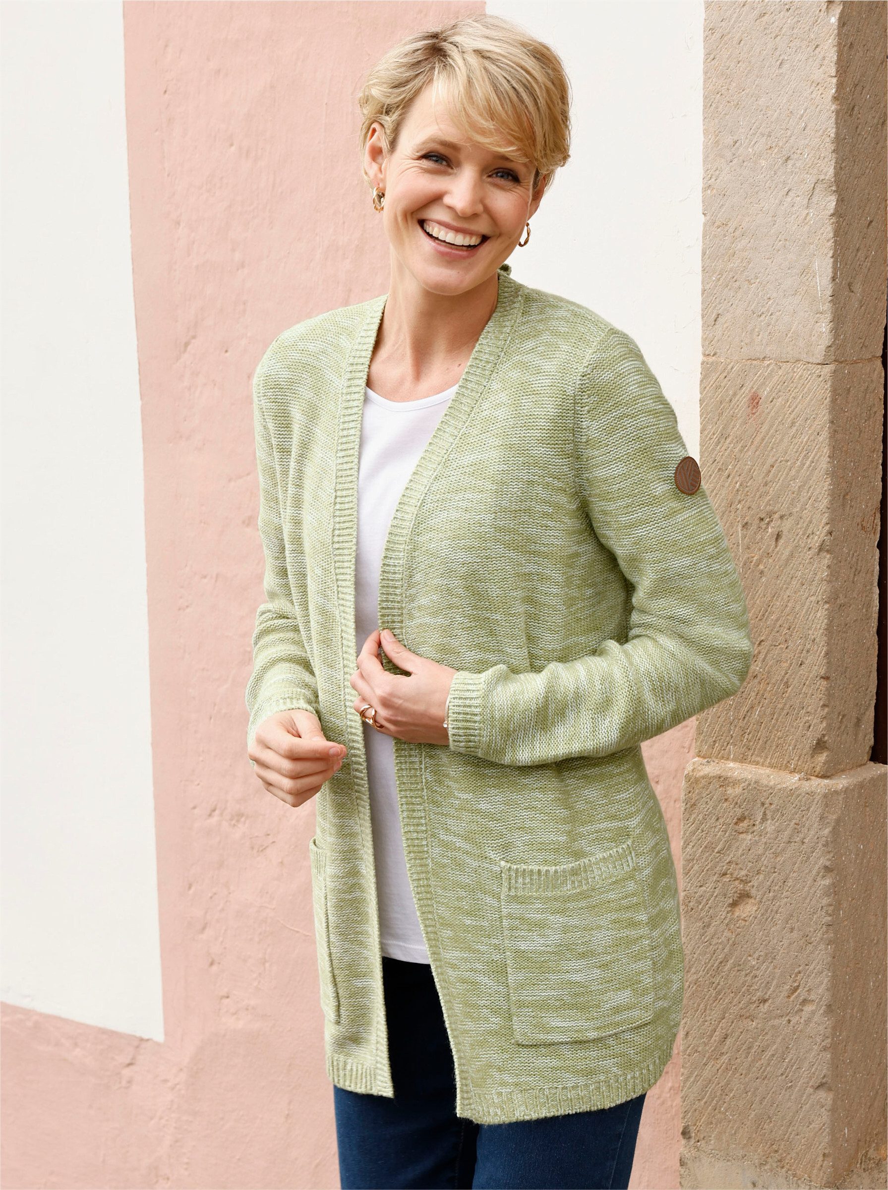 Sieh an! Strickjacke Long-Strickjacke Langarm Links-Strick günstig online kaufen