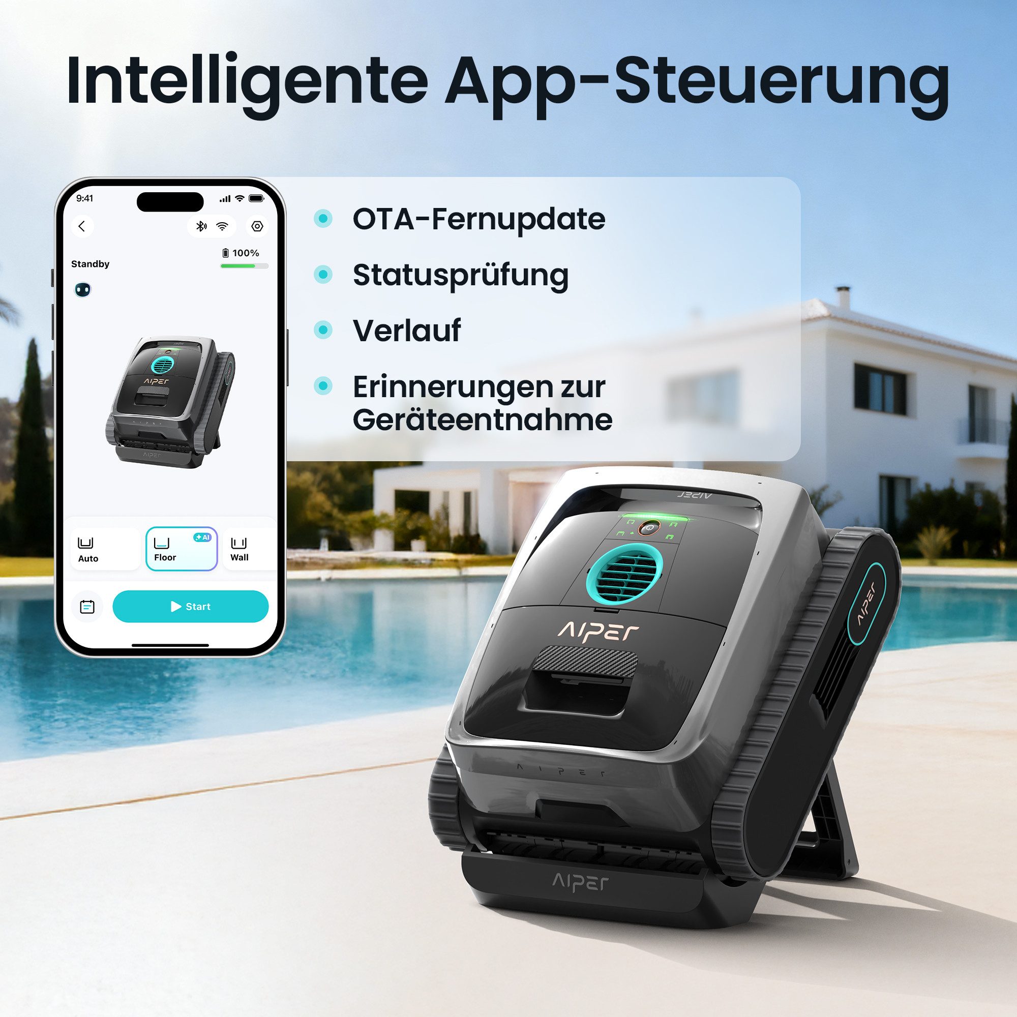 Aiper Poolroboter Scuba V3 Poolroboter für Boden & Wände mit KI, (1-St) – Bild 4 von 5