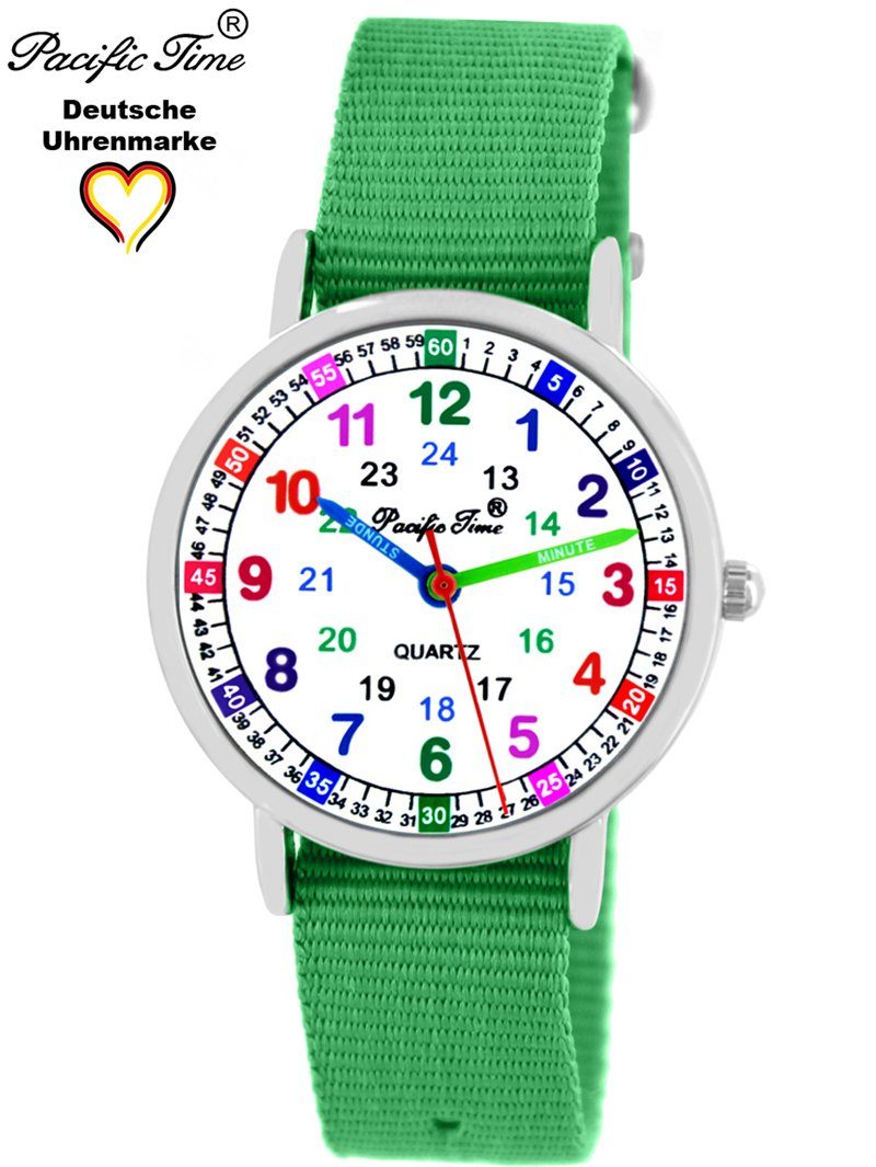 und grün Match Gratis Pacific Wechselarmband, Lernuhr Design Versand Quarzuhr Armbanduhr Mix - Kinder Time