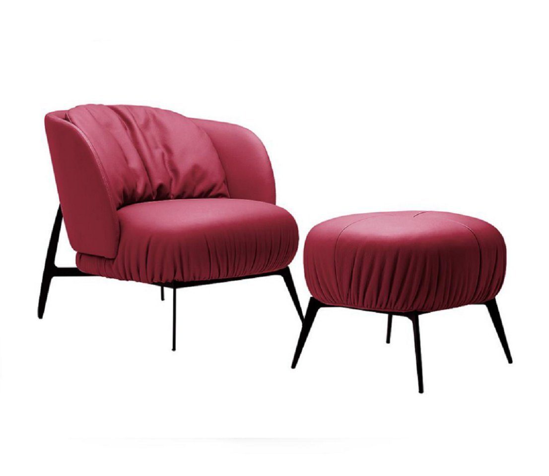 JVmoebel Sessel Rosa Wohnzimmer + Design Sessel Set (2-St., in Relax Made Hocker), Hocker Sessel Modern Europe