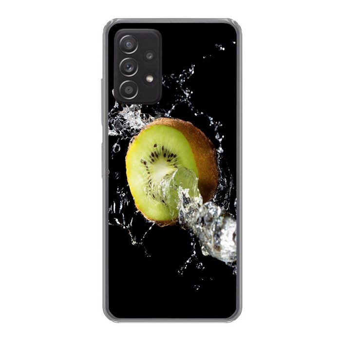MuchoWow Handyhülle Kiwi - Obst - Stillleben - Wasser - Schwarz Handyhülle Telefonhülle Samsung Galaxy A73