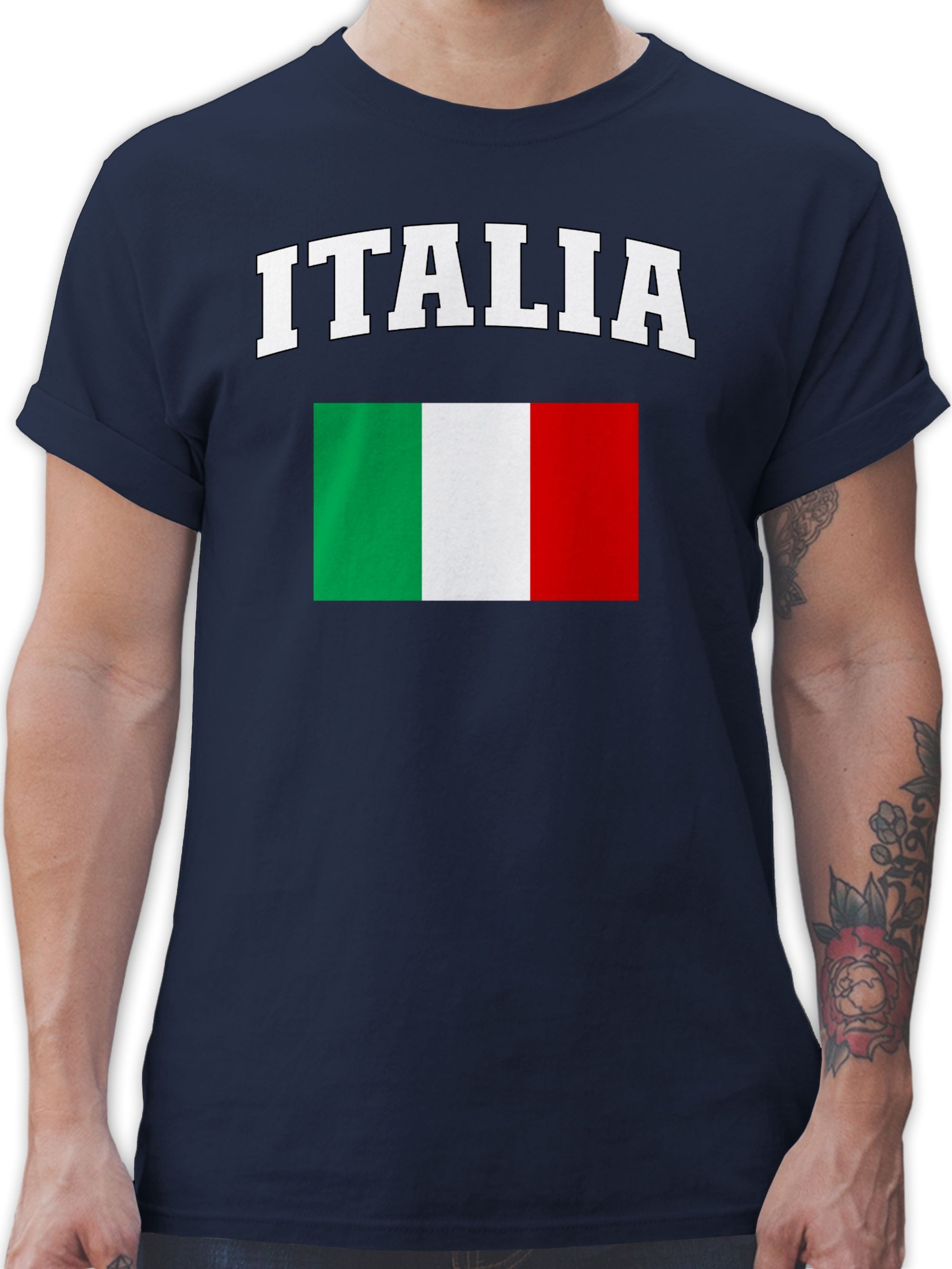 T-Shirt Italia Schriftzug mit Flagge, Italien, Italy