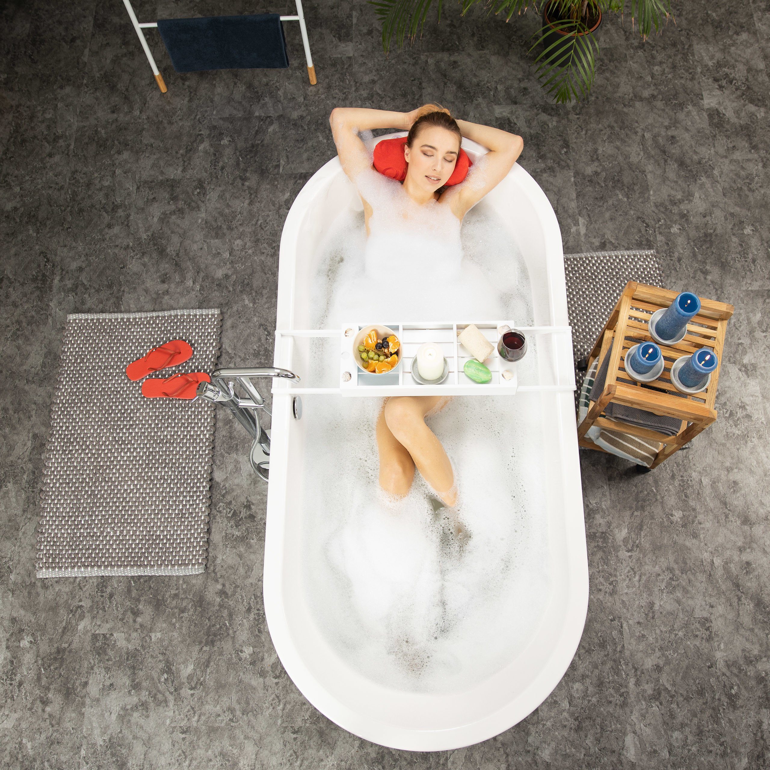 relaxdays Badewannenablage Weiß ausziehbar günstig online kaufen